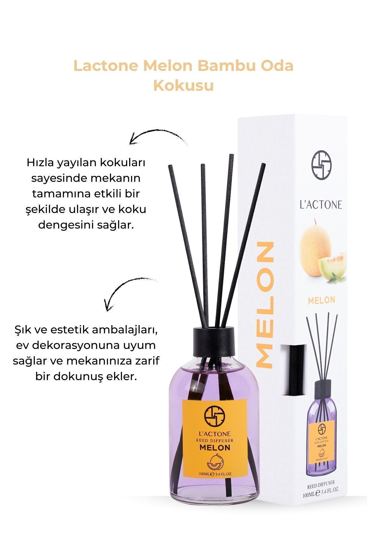 Melon Reed Diffuser 100 ml / Bambu Çubuklu Oda Kokusu