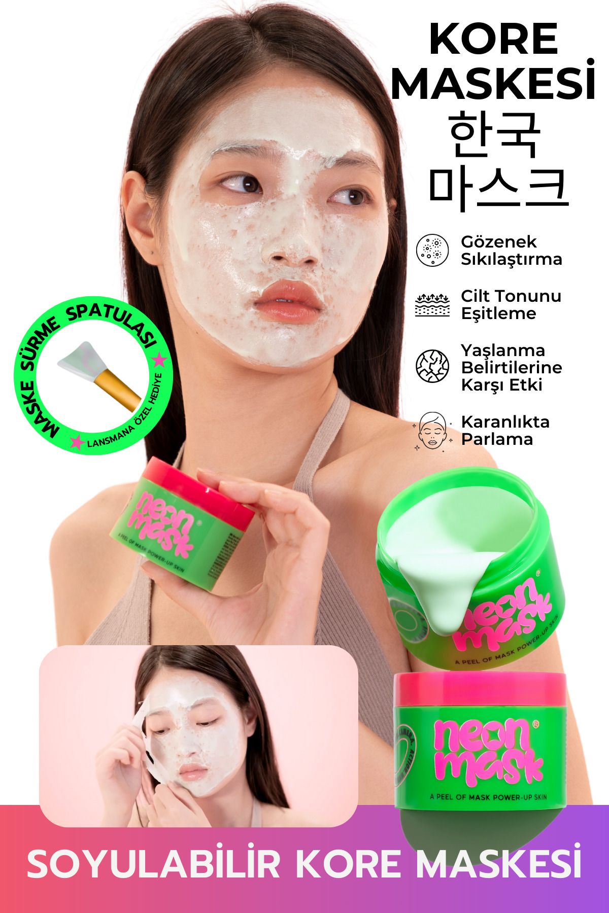 Green LabelNeon Mask IşıltıVeren Korean Style...