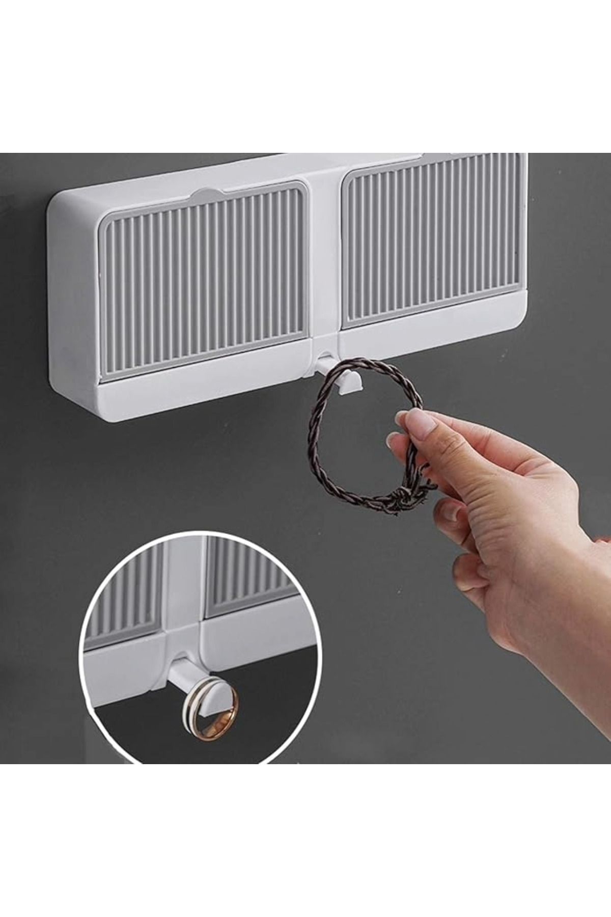 Yapışkanlı Çift Hazneli 2 li Set Sabunluk Banyo Mutfak Lavabo Metal Katı Sabunluk