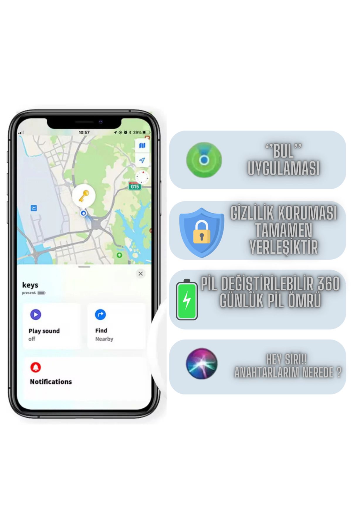 Akıllı Takip Cihazı Airtag Gps Ios Android Uyumlu Bul Uygulama Taşınabilir Takip Cihazı