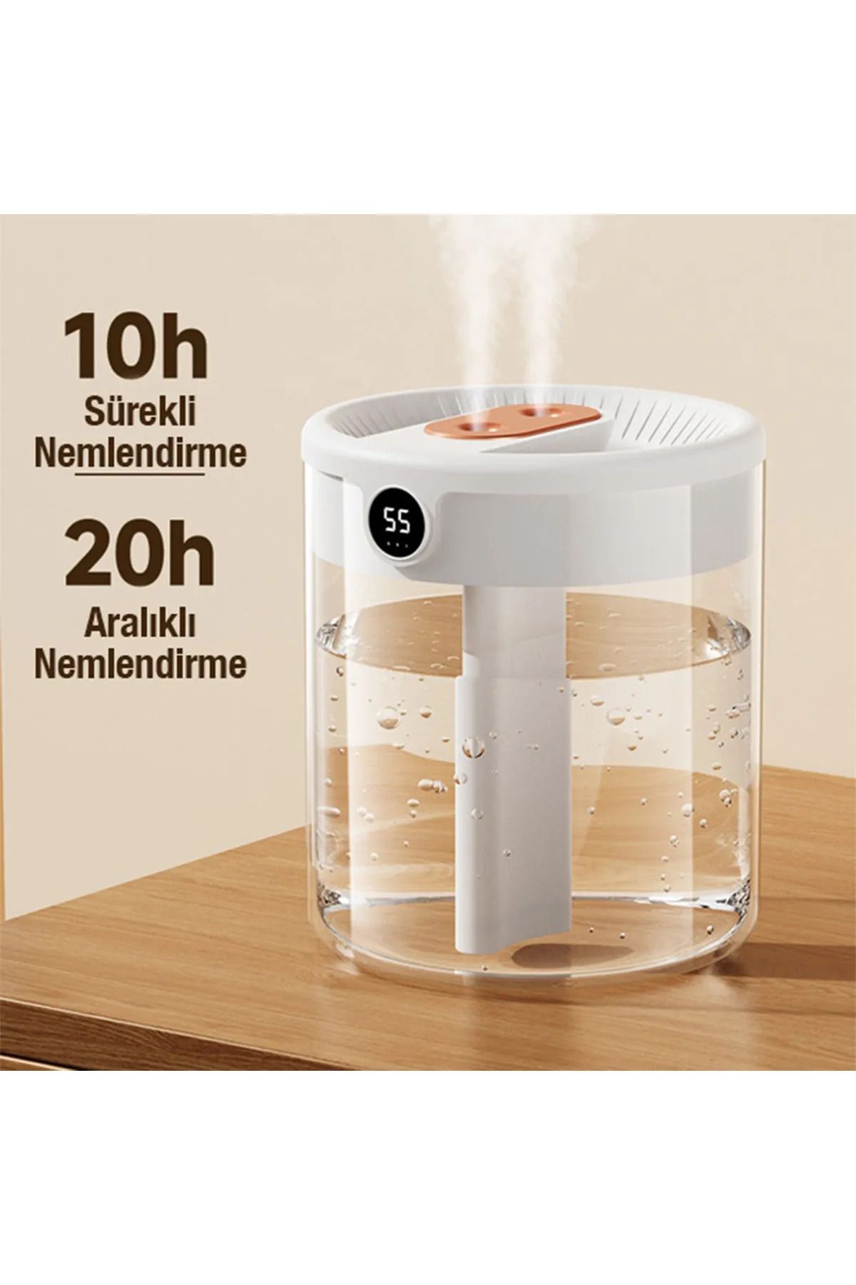 Şeffaf Humidifier Ultrasonik Dijital Göstergeli Hava Nemlendirici Buhar Makinesi Ve Aroma Difüzörü