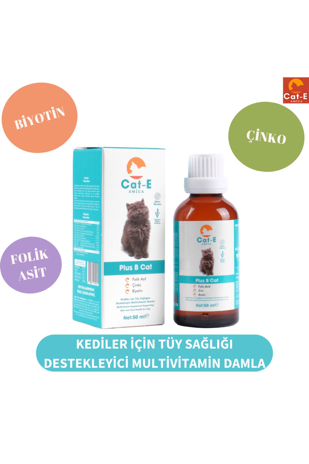 AMİCA CAT-E B PLUS KEDİLERİÇİN TÜY SAĞLINI DE...