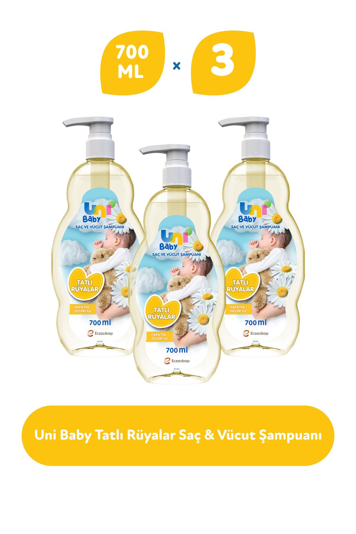 Uni Baby Tatlı RüyalarŞampuanı 700 ml 3'lü Se...