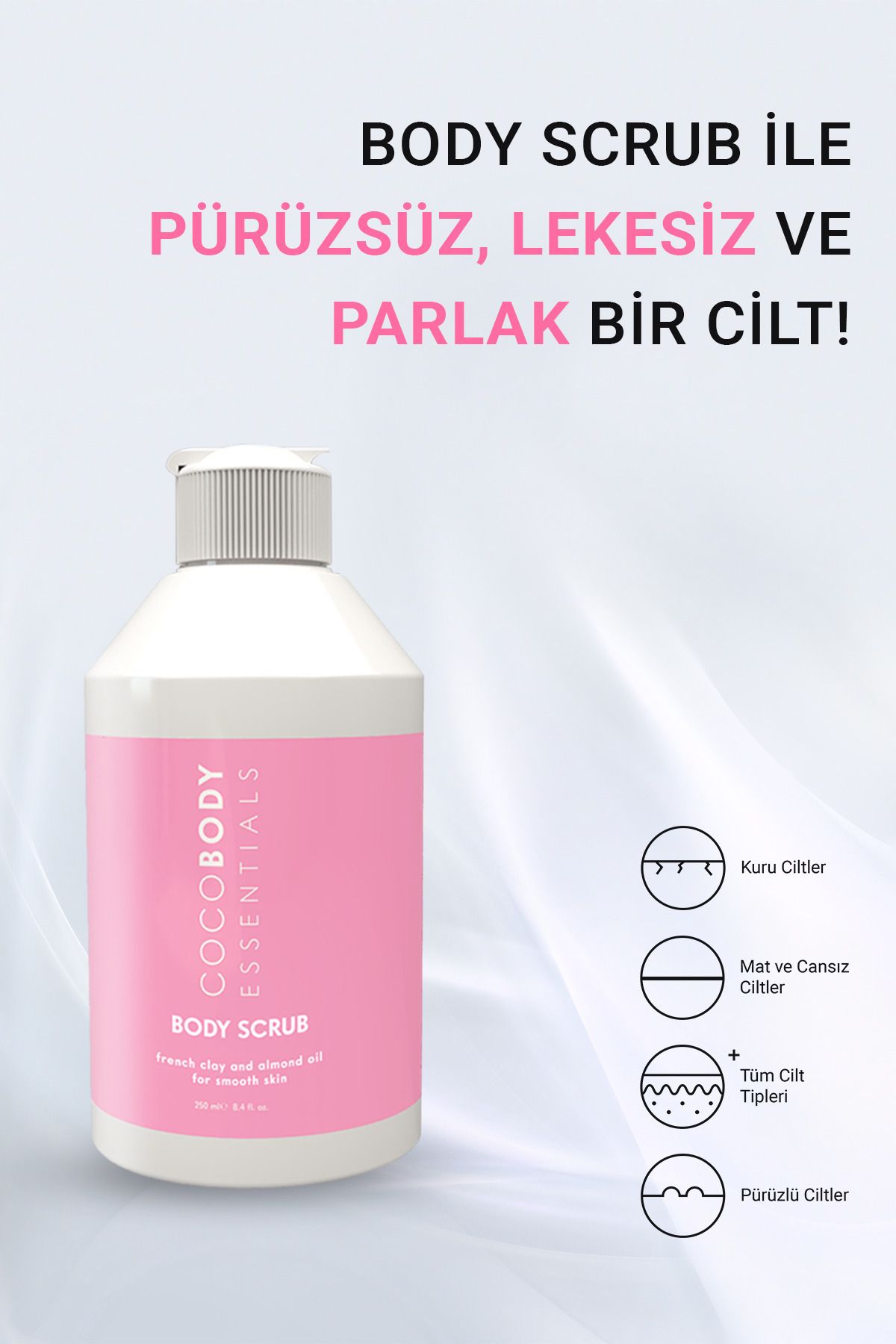 Body Scrub & Shower Oil Cilt Pürüzsüzleştirici, Batık ve Çilek Giderici Set