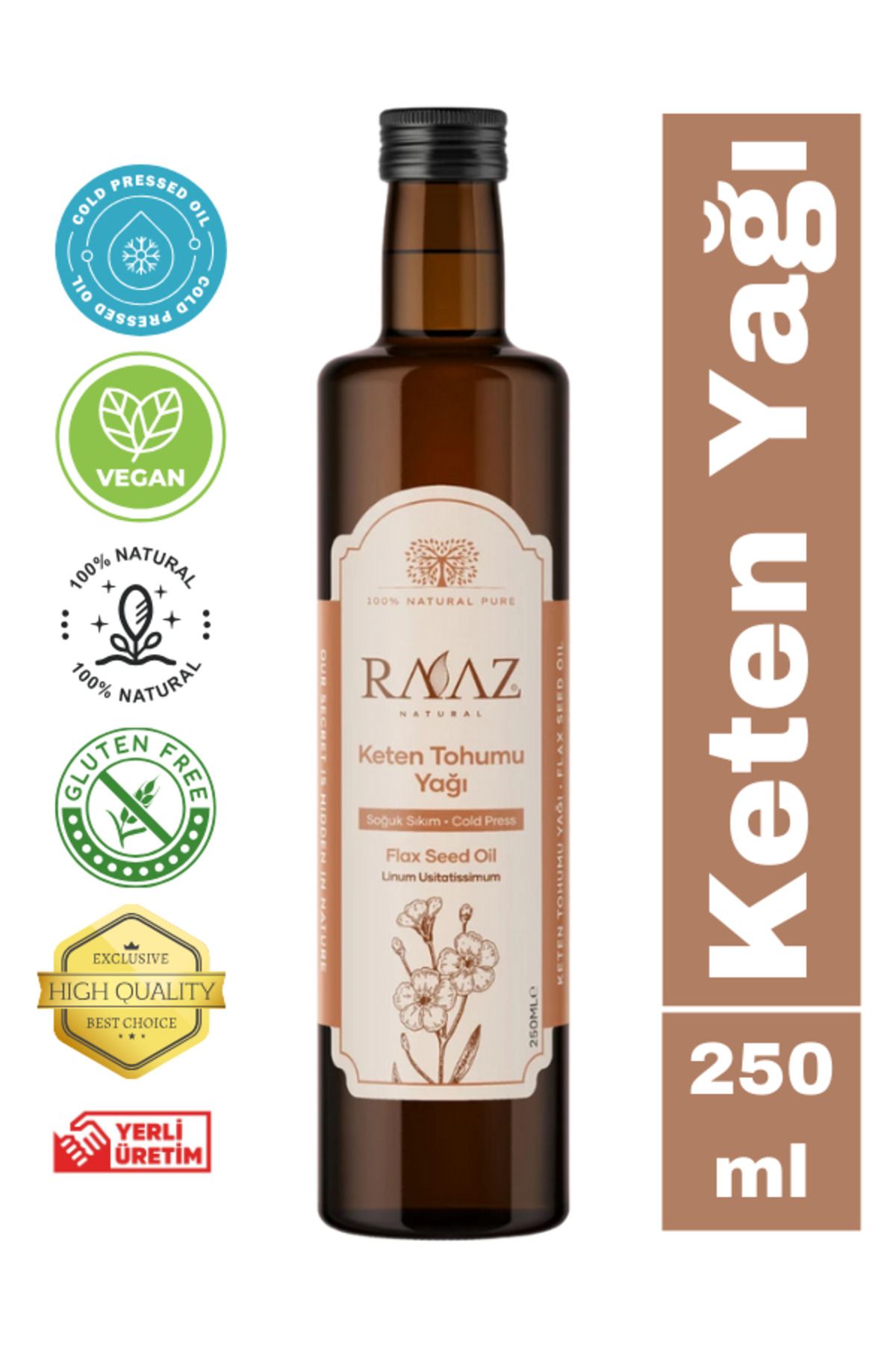 RAAZ Keten Tohumu Yağı 250 mlSoğuk Sıkım Flax...