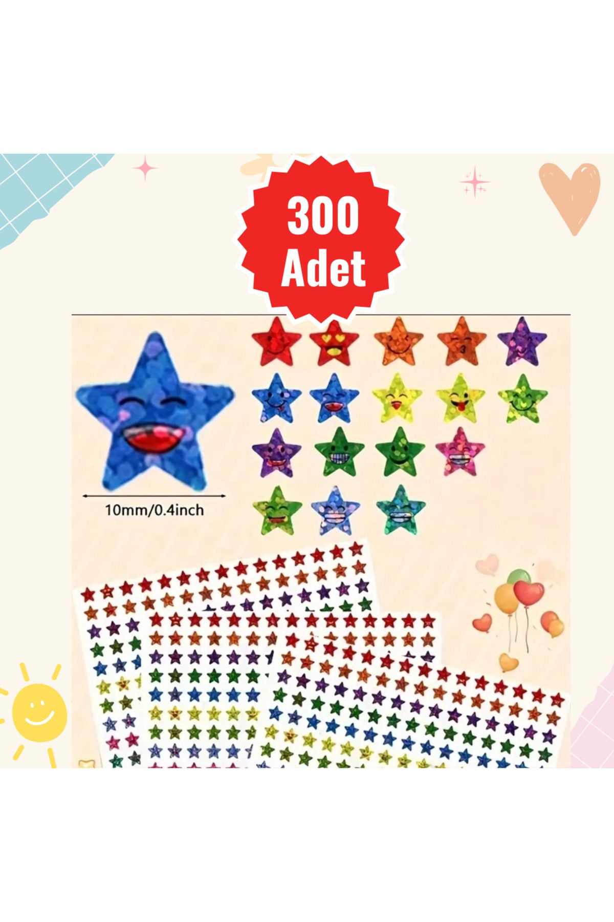 MUTLUYÜZ 300 ADET Parlak,Emojili - Yüz İfadel...