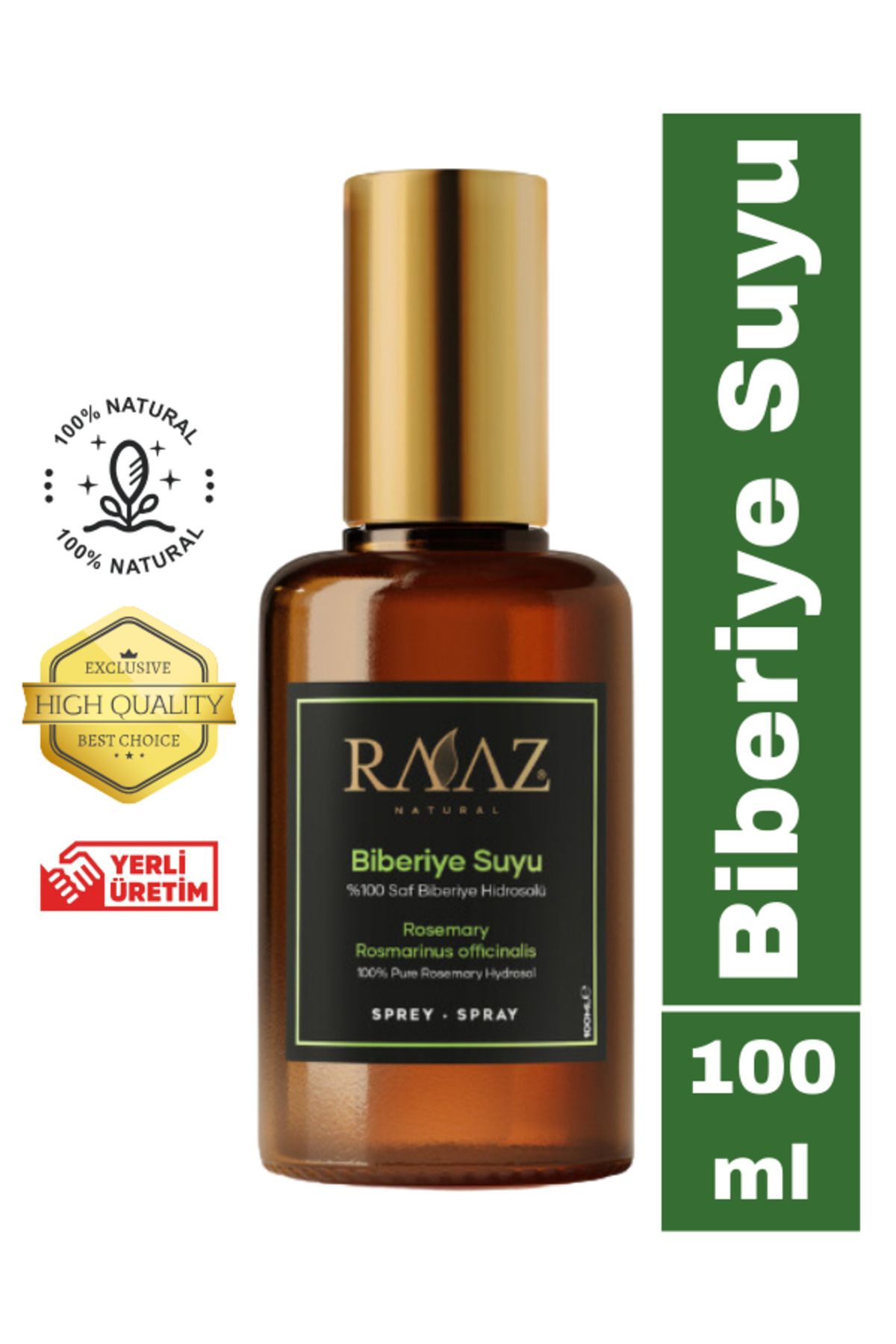 RAAZ Biberiye Suyu %100 Saf100 ml Saç Hızlı U...