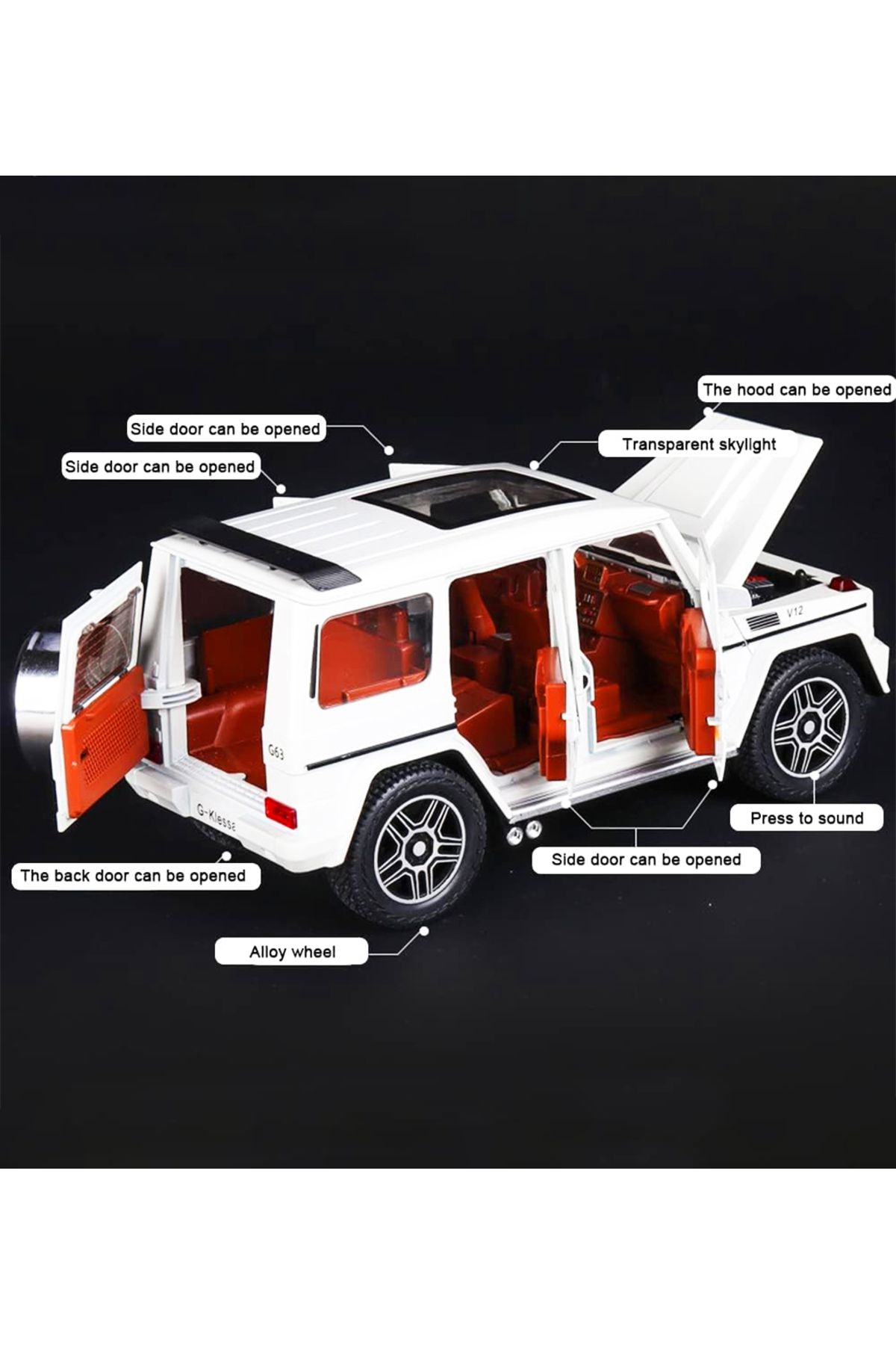 Benz G63 AMG Metal 1/24 Model | Sesli Ve Işıklı - Çek Bırak | 22CM