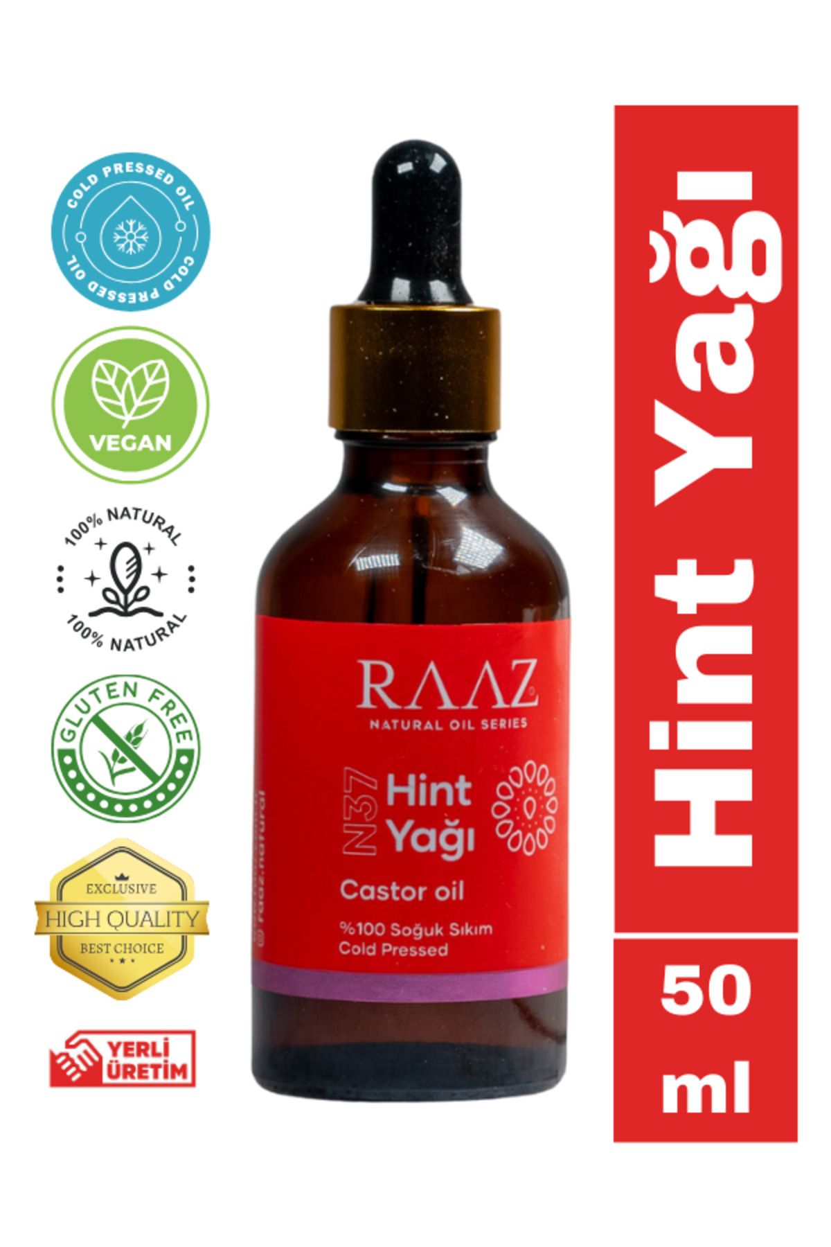 RAAZ Hint Yağı Soğuk Sıkım%100 Saf 50 Ml