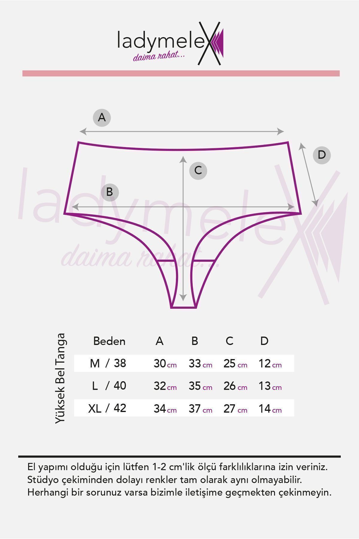 Kadın Tanga, Yüksek Bel Tanga, Pamuklu Tanga, (M-L-XL) 5 Adet, Karışık Renkli Yüksek Bel Tanga