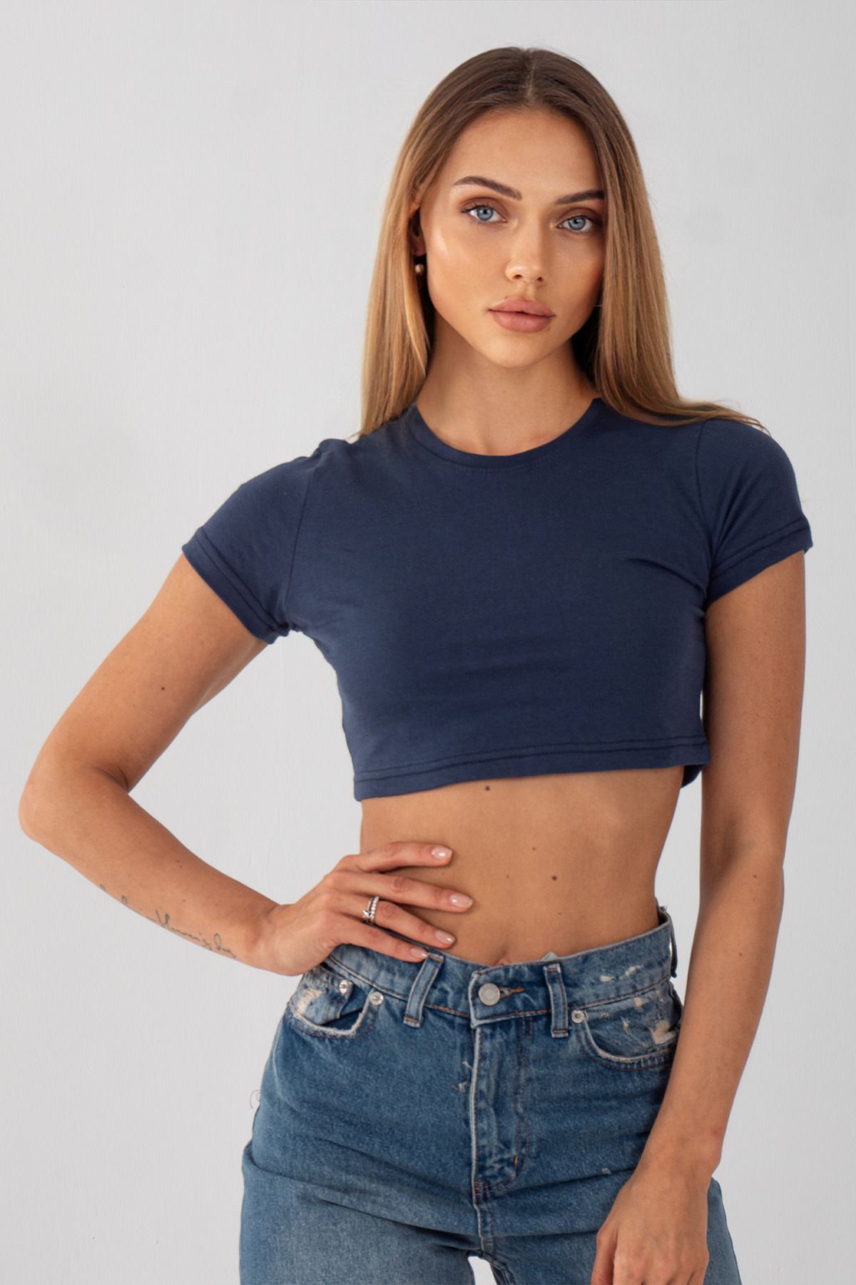 Diviny Kadın Basic Kısa KolCrop Tshirt