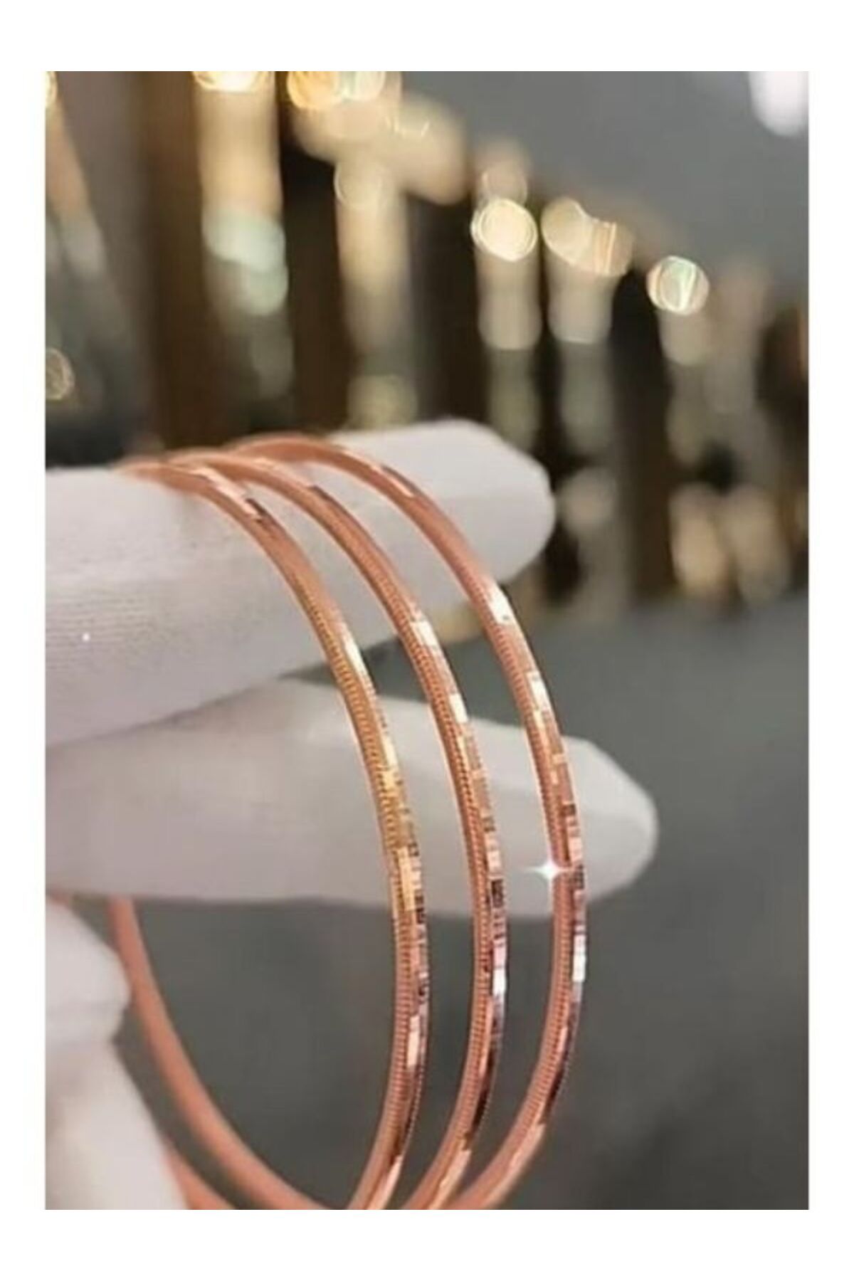 925 Ayar Gümüş Altın Kaplama, Gri ve Rose Gold Ajda Bileklik  -  Minimalist Zarafet"