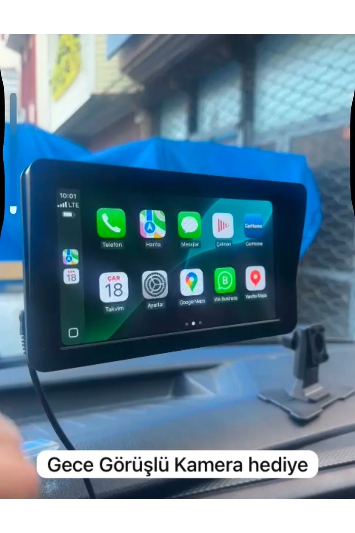 7” Tak Çalıştır Kablosuz CarPlay ve Android Auto Multimedya Ekran Dauble Teyp Geri Görüş Kameralı