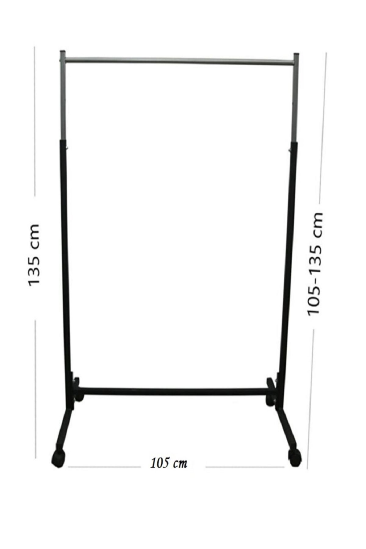 105 cm Metal Tekerlekli A.Konfeksiyon Elbise Askılık Portatif Eşek Vitrin
