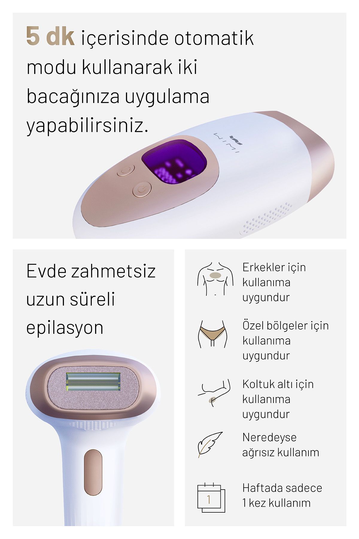 Ipl Buz Lazer Epilasyon Aleti Tüy Alma Cihazı, 12 Kademeli, 999.900 Atım Otomatik/manuel, çantalı