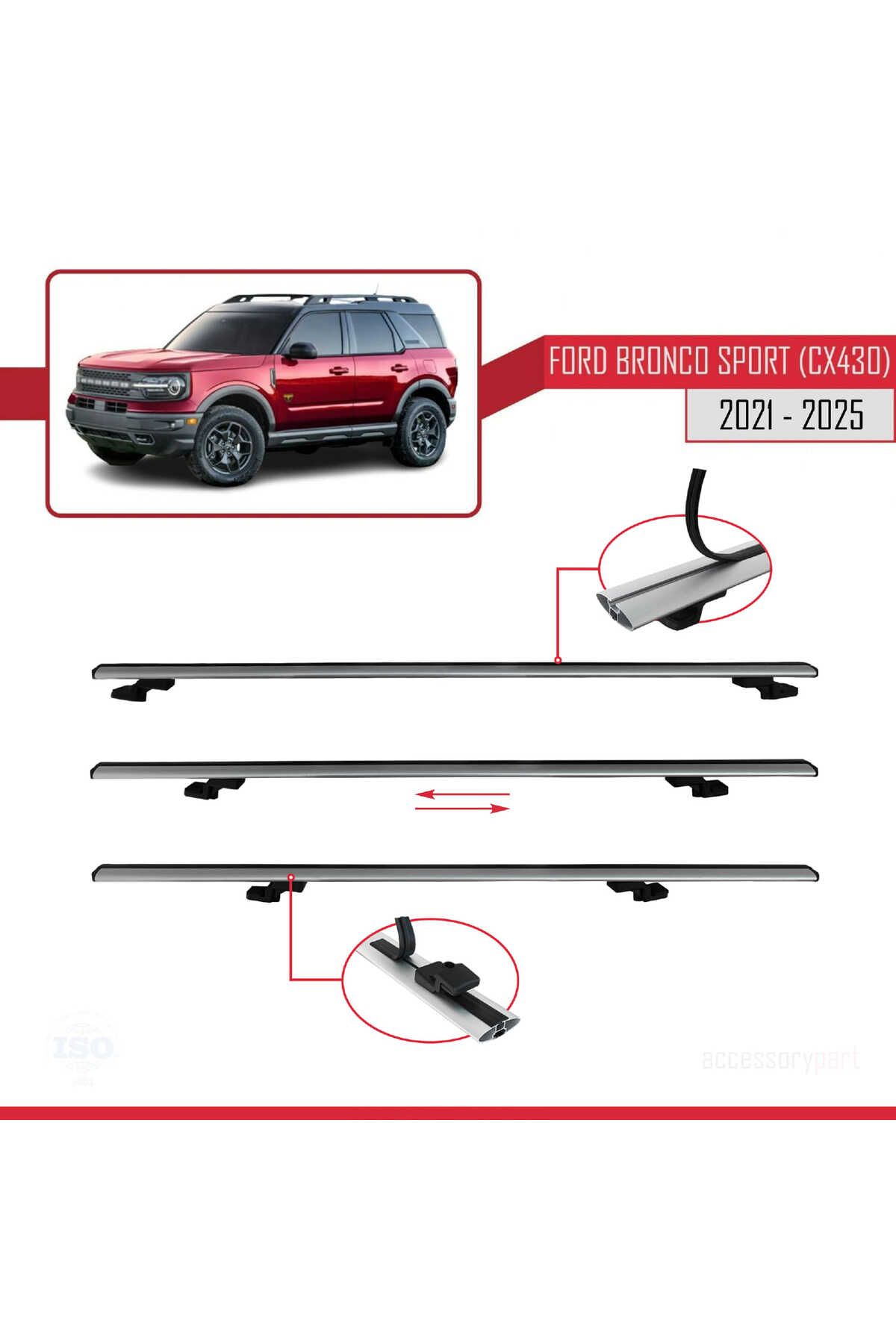 Ford Bronco Sport (CX430) 2021 Ve Sonrası Ile Uyumlu Basıc Model Universal Ara Atkı Tavan Barı Gri 2