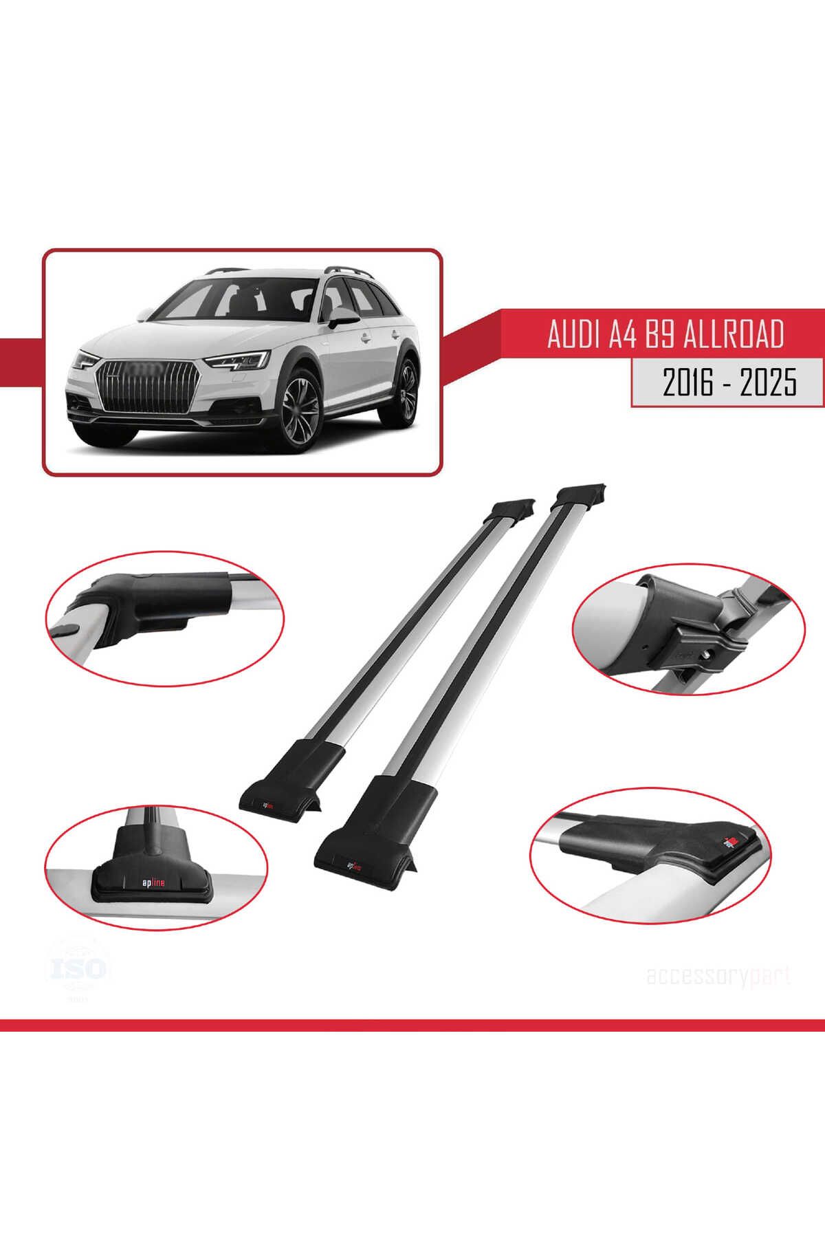 A4 (B9) Allroad 2016 Ve Sonrası Ile Uyumlu Fly Model Ara Atkı Tavan Barı Gri 2 Adet