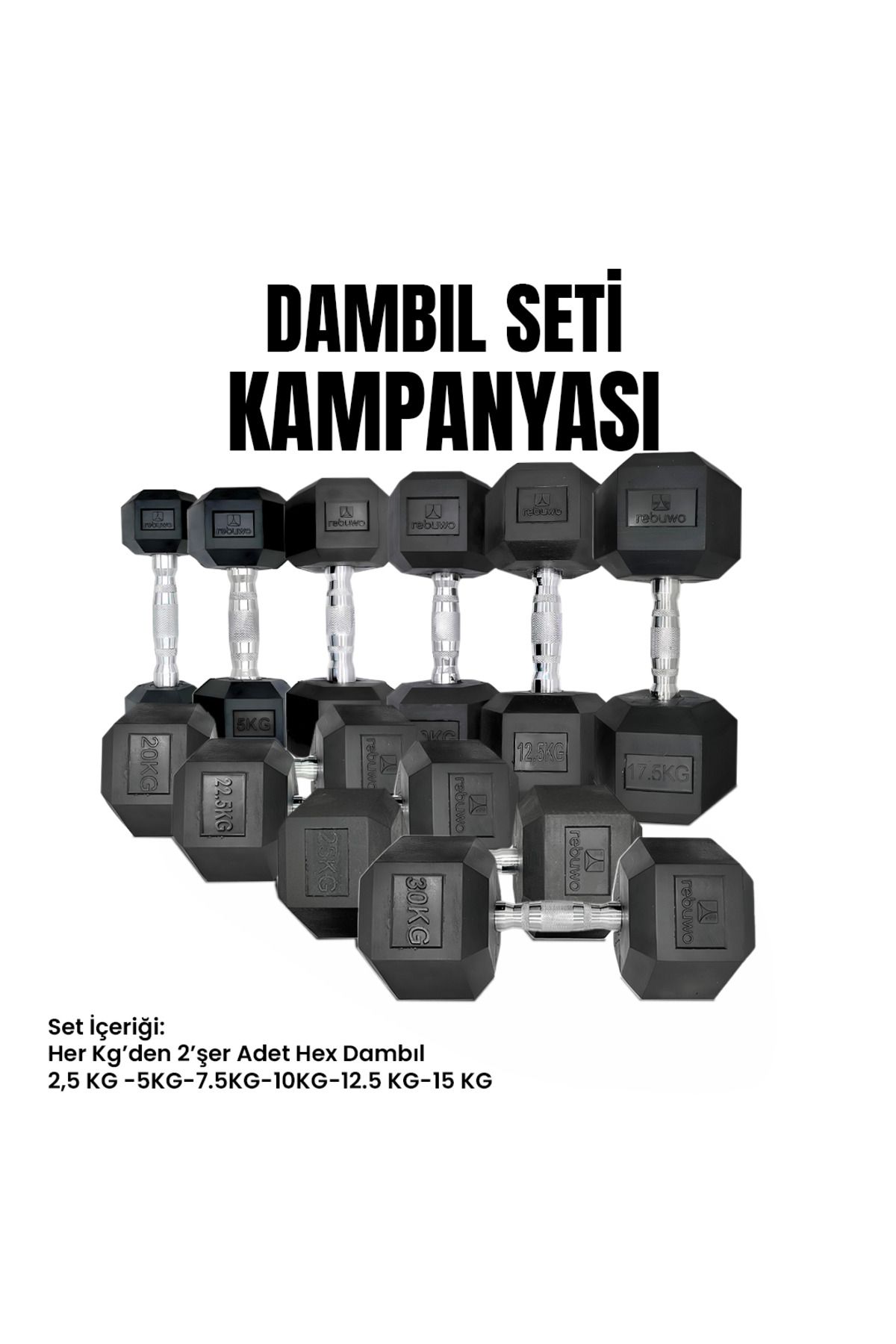 Rebuwo Hex Dambıl Set(2,5KG-15KG)