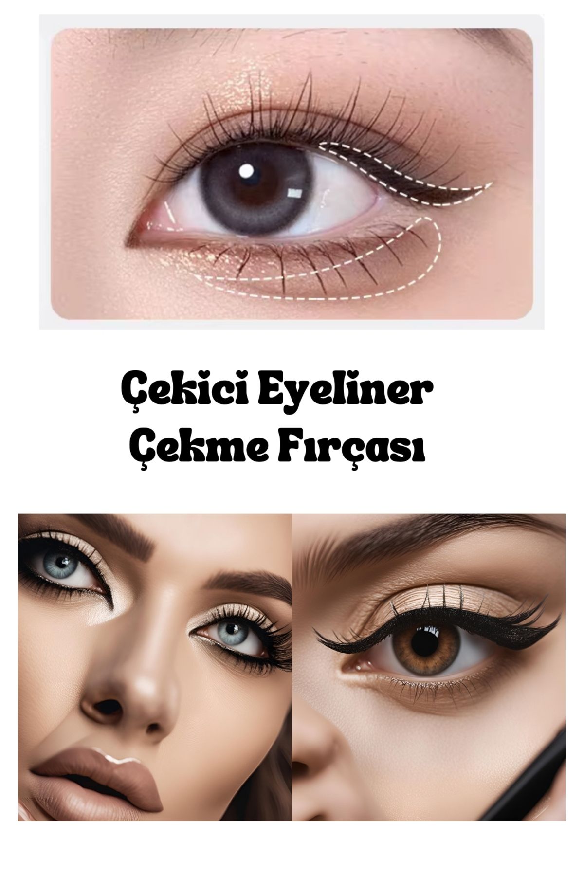 Çekici Kaş Fırçası Dumanlı Göz Farı Kalemi Fırçası Eyeliner Çekme Burun Kontur Makyaj Fırçası