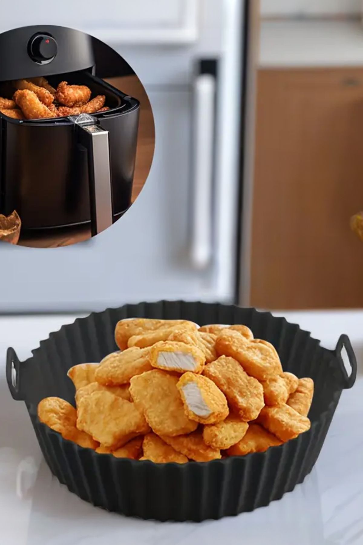 2 Adet Airfryer Silikon Pişirme Kabı - Siyah - Tüm Airfryer'lara Uyumlu