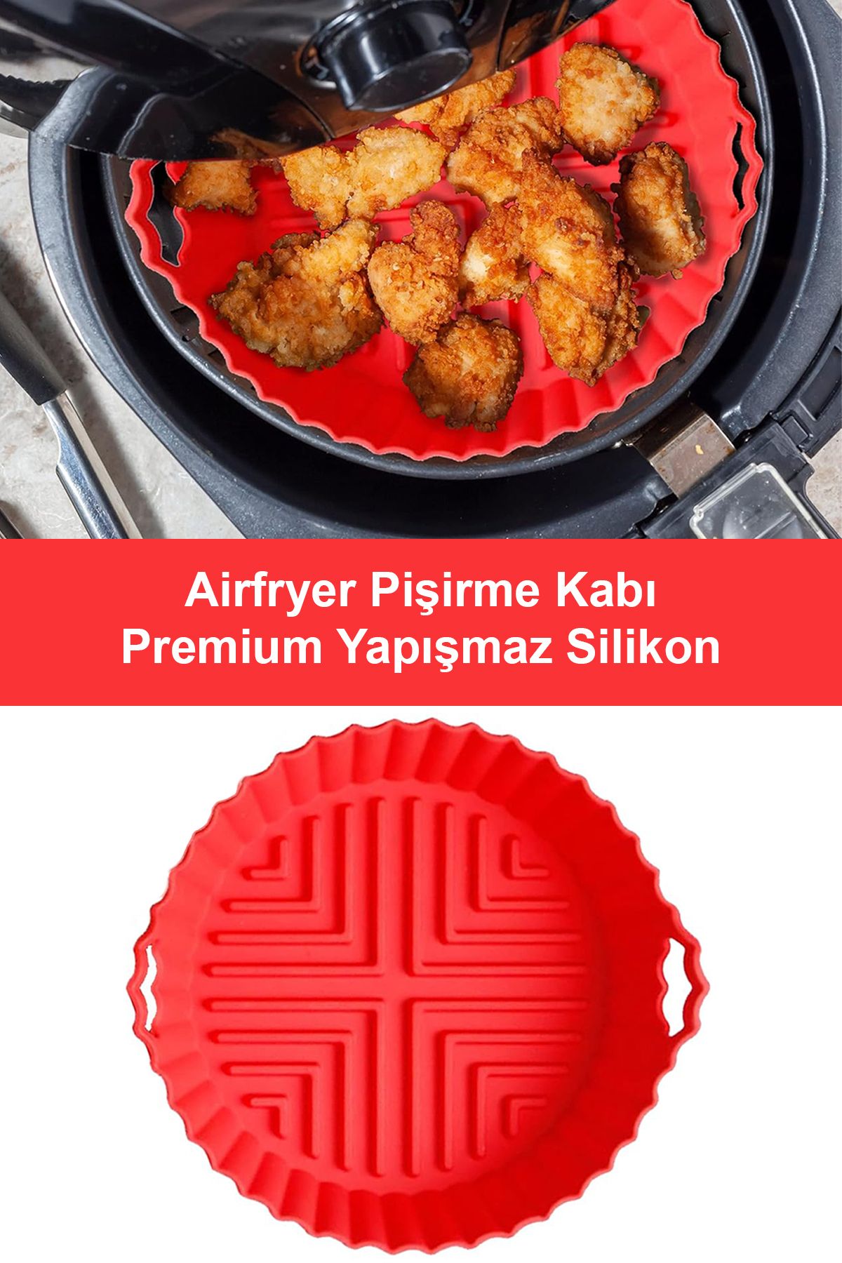 Fesya Home Airfryer SilikonPişirme Kabı - Kır...