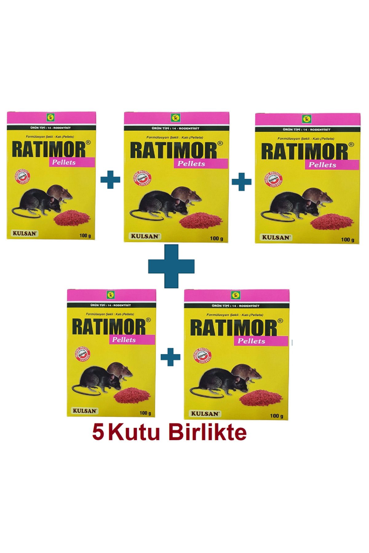 Kulsan İlaç Ratimor Pellet100 gr X 5 Kutu Etk...