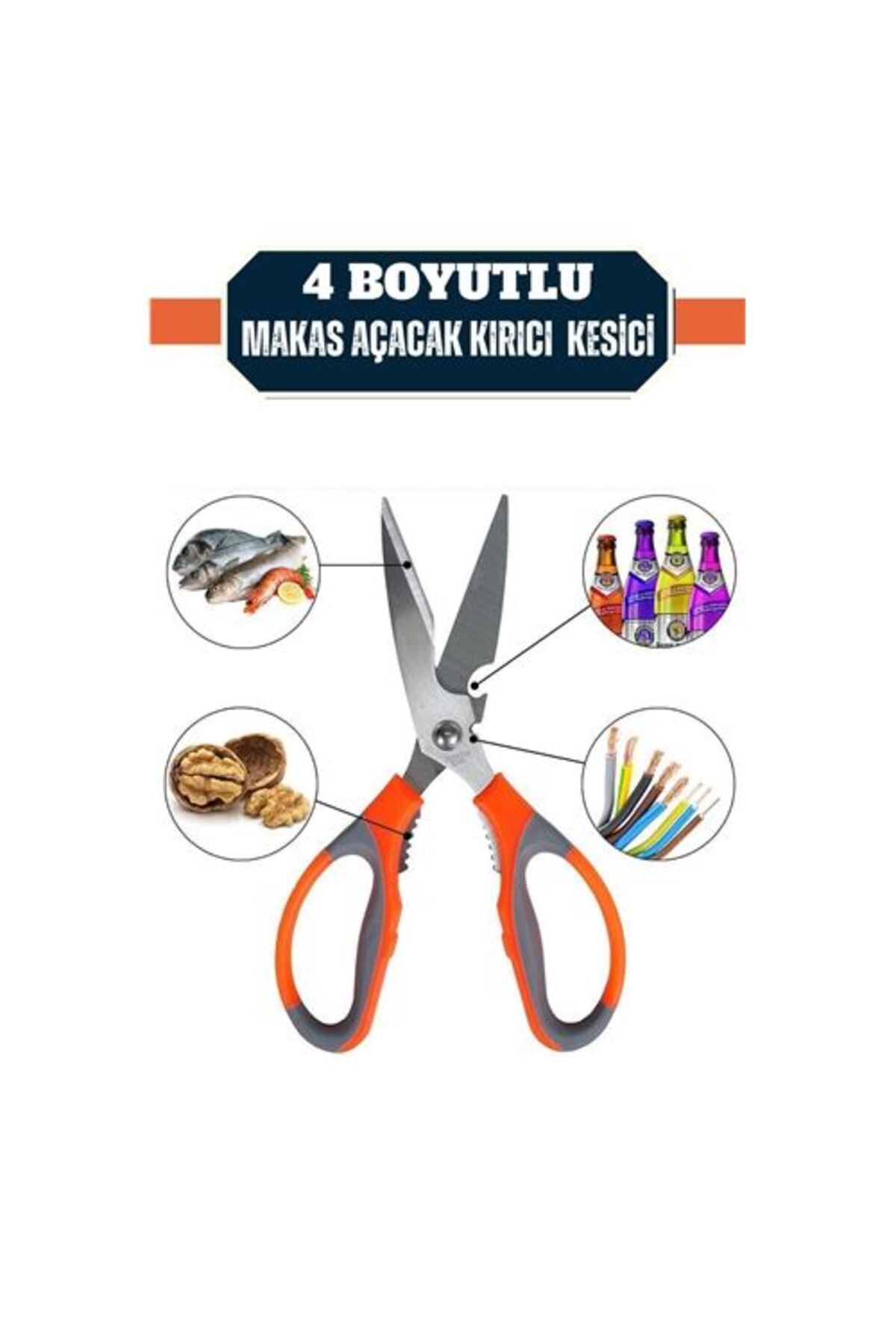 4 ADET Kuhn 4 Boyutlu Mutfak Makası Açacak Kırıcı Kesici 715964 Toptan Paket