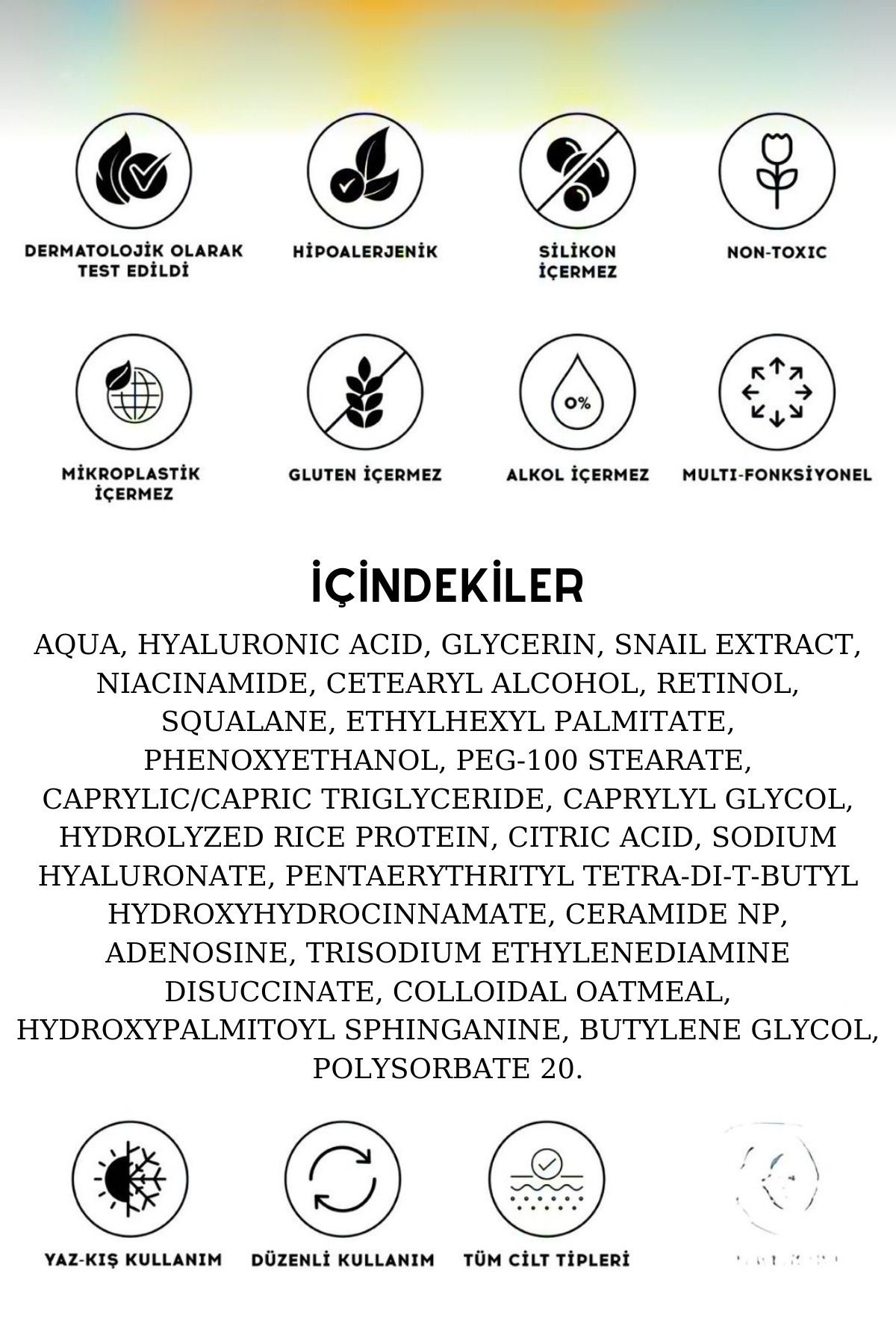 Moisturizer Yoğun Nemlendirici Onarıcı Aydınlatıcı Tüm Ciltler Için Bakım Kremi 50ml