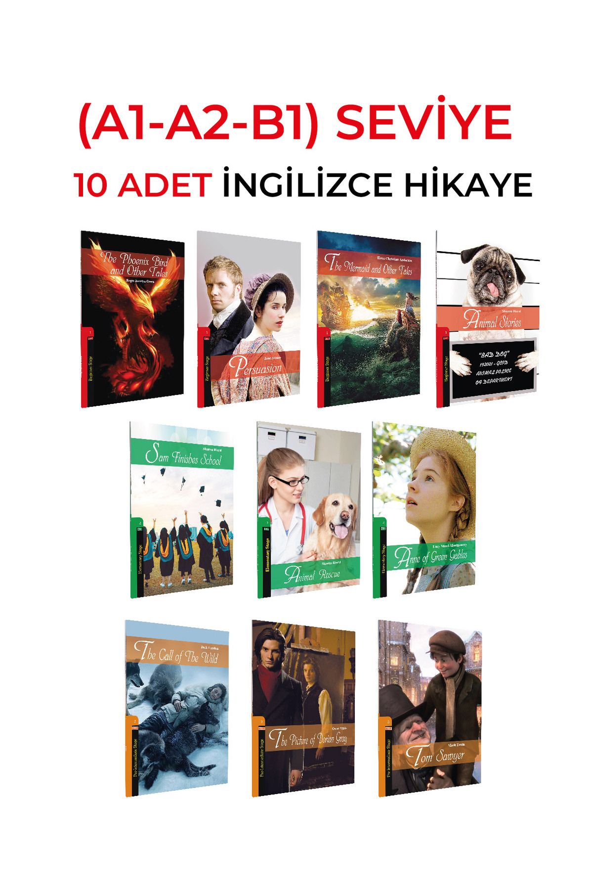 İNGİLİZCE HİKAYE (A1-A2-B1) SEVİYESİNDE (A1) 4 KİTAP (A2) 3 KİTAP (B1) 3 KİTAP TOPLAM 10 KİTAPLI SET