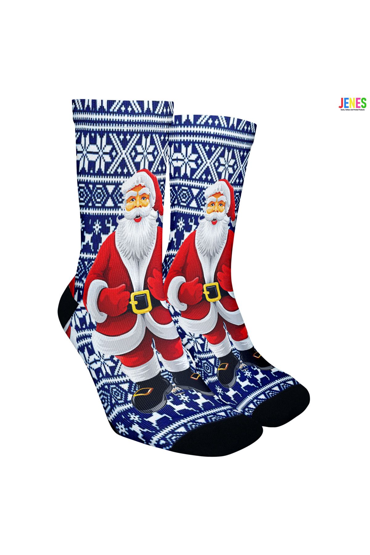 Mavi Noel Baba Yılbaşı Çorabı - Unisex