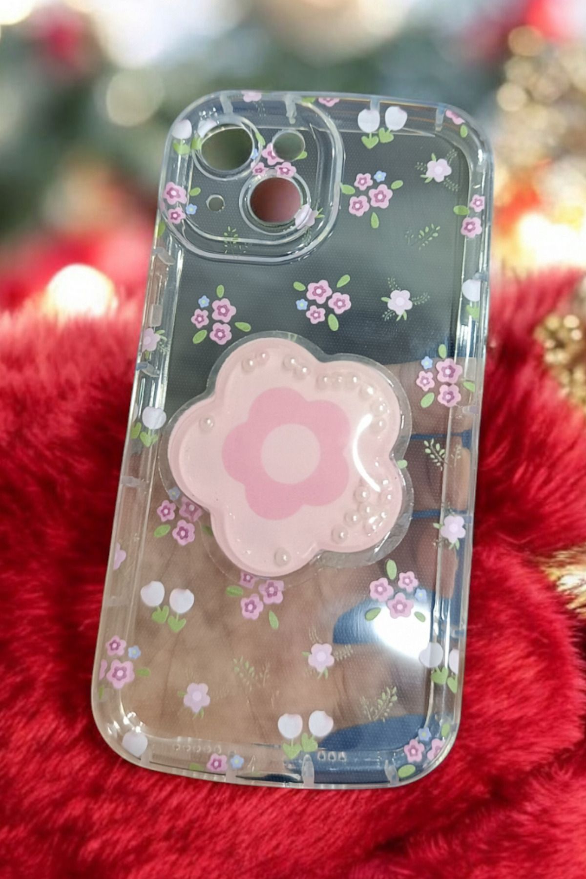 LUXURYCASE iPhone 14  çiçekdesenli  şeffaf yü...