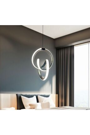 Siyah Modern Sarkıt Led Avize Beyaz Işık Salon Mutfak Oda Hol Ledli Avize Image 0