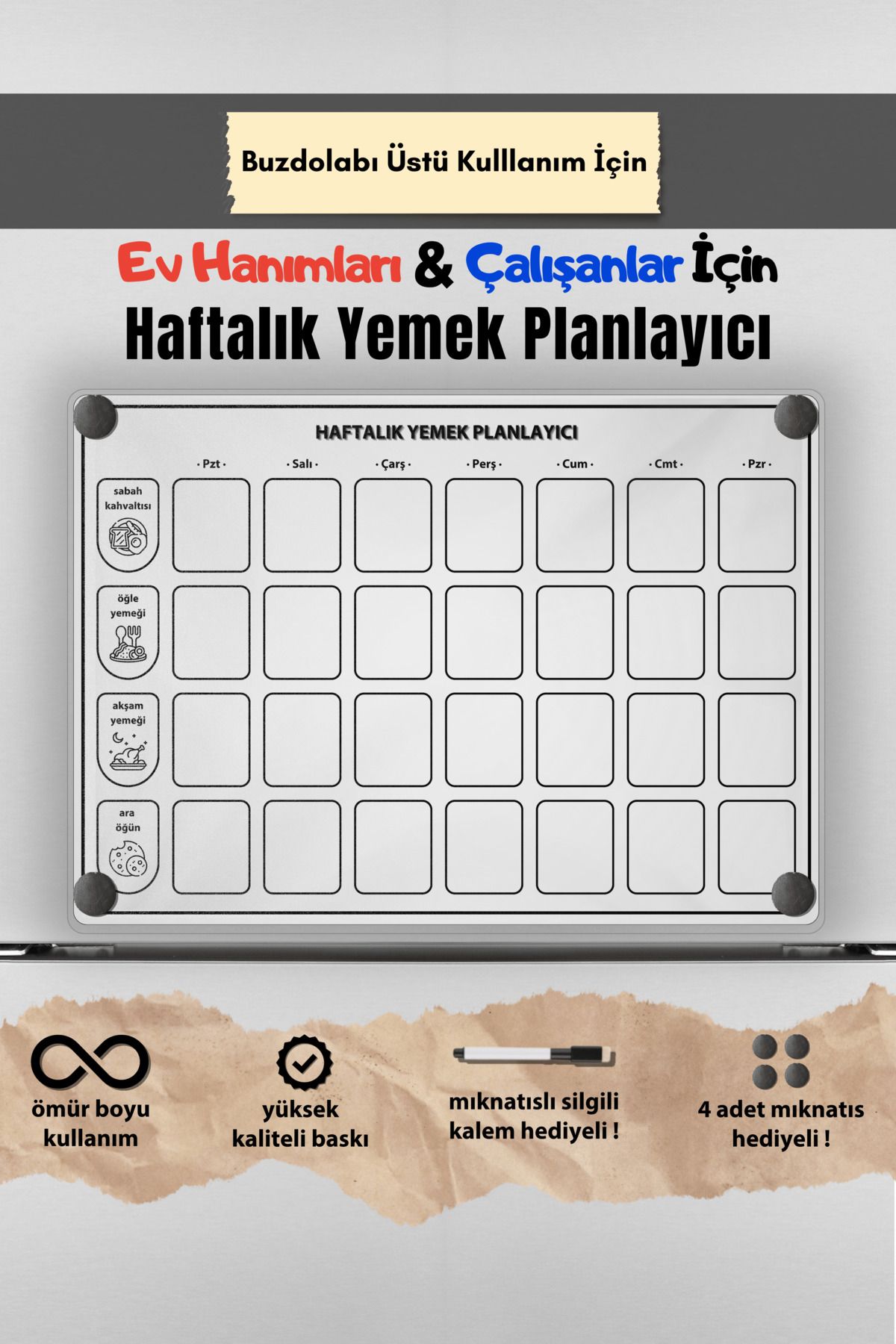 Haftalık ve Öğünlere Bölünmüş Yemek Planlayıcı