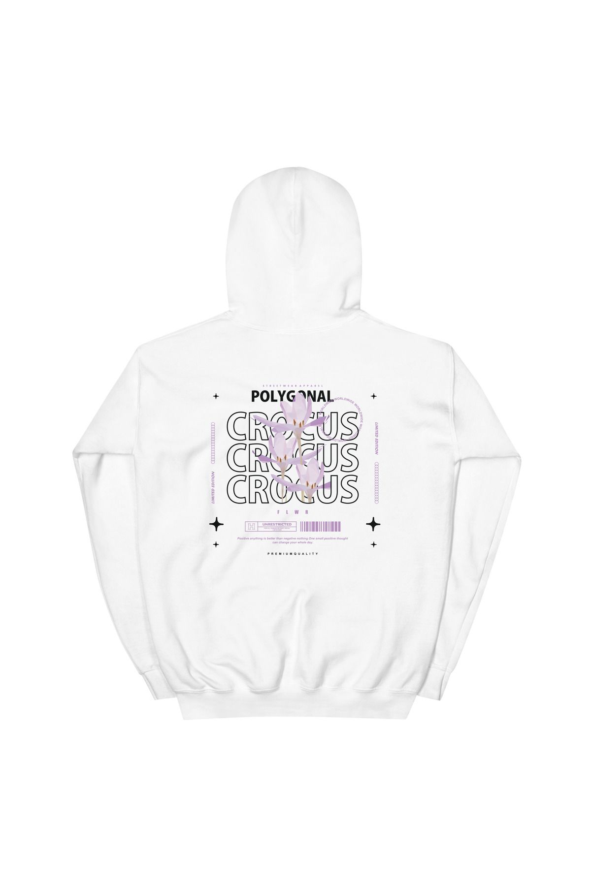 Unisex Polygonal Baskılı Beyaz Sweatshirt