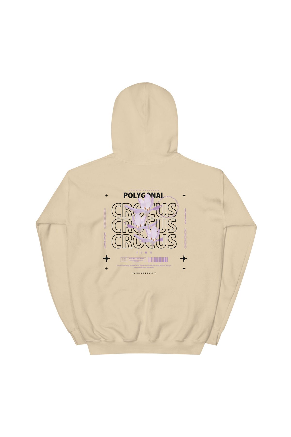 Unisex Polygonal Baskılı Bej Sweatshirt