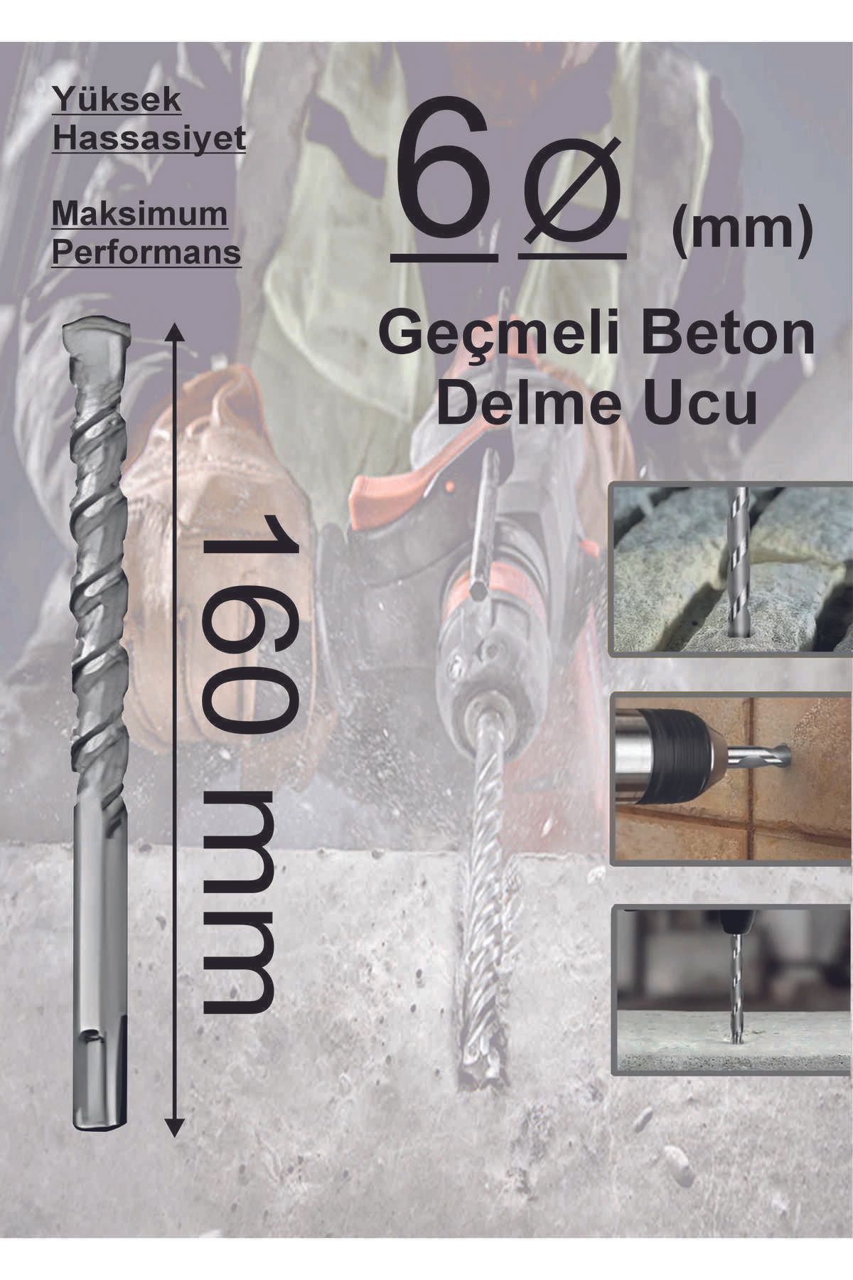 Dempol 6x160mm Geçmeli MatkapUcu (Beton)