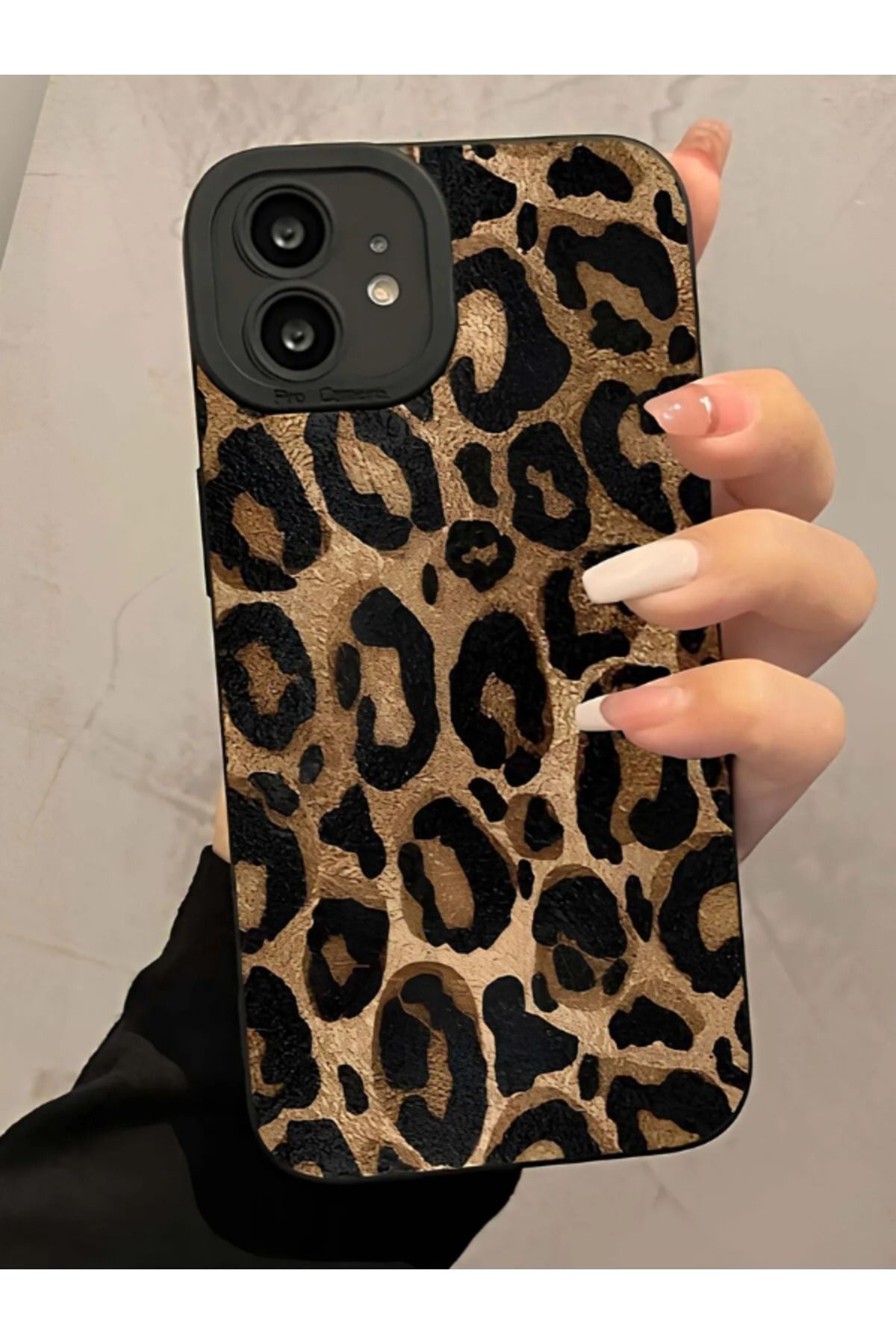 İphone 12 Uyumlu Kılıf Mat Sarı Leopar  Desenli Darbelere Dayanıklı Yumuşak Kamera Korumalı Kapak