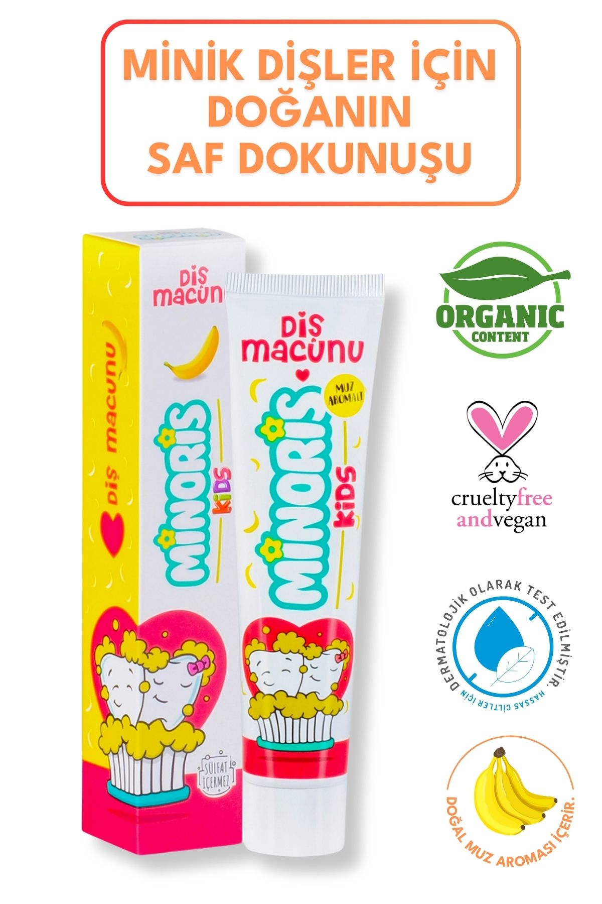 Minoris Kids Diş Macunu 75ml,Sülfatsız, Florü...