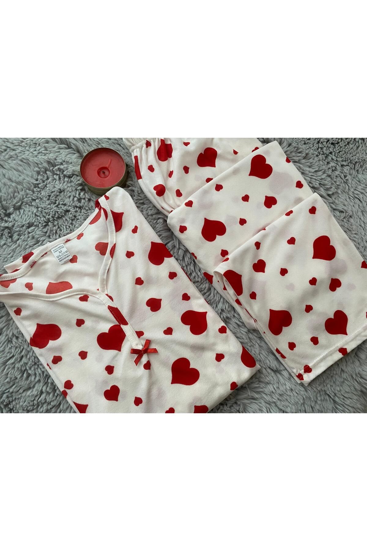 DCY DREAM Kırmızı KalpliYumuşak Pijama Takımı