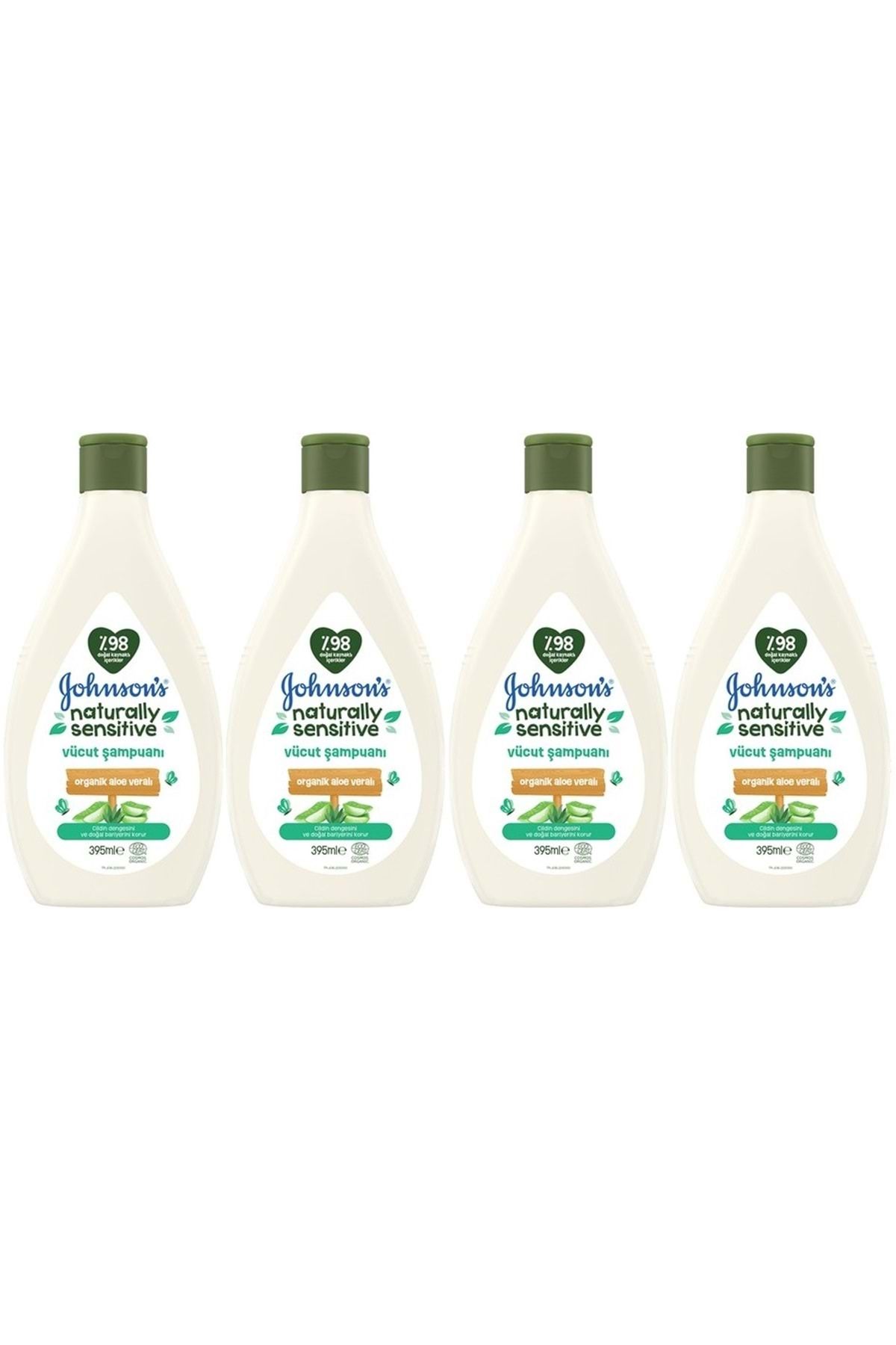 Johnsons Baby Vücut Şampuanı 395ML Natural Sensitive (Organik Aloe Veralı) (4 Lü Set)