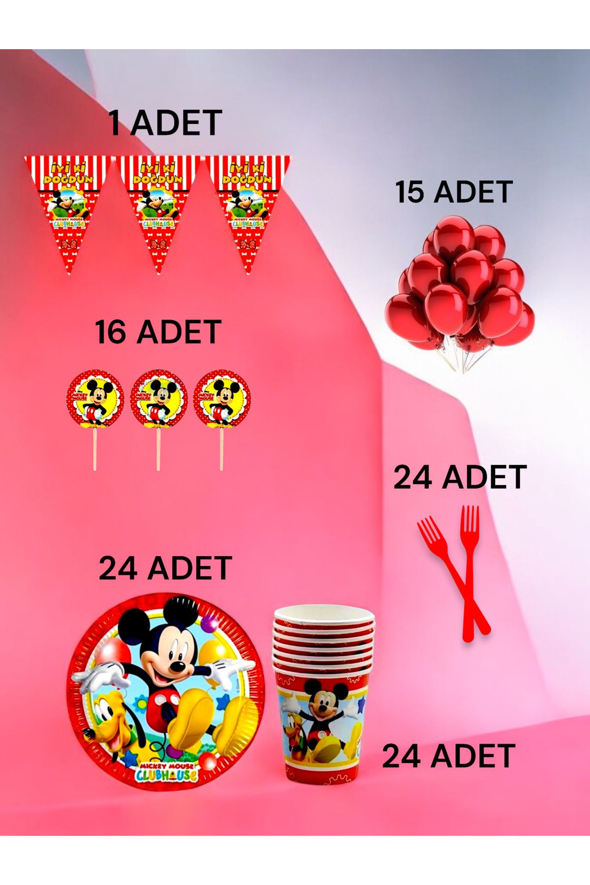 VibeHome 24 Kişilik MickeyMouse Temalı M Pake...