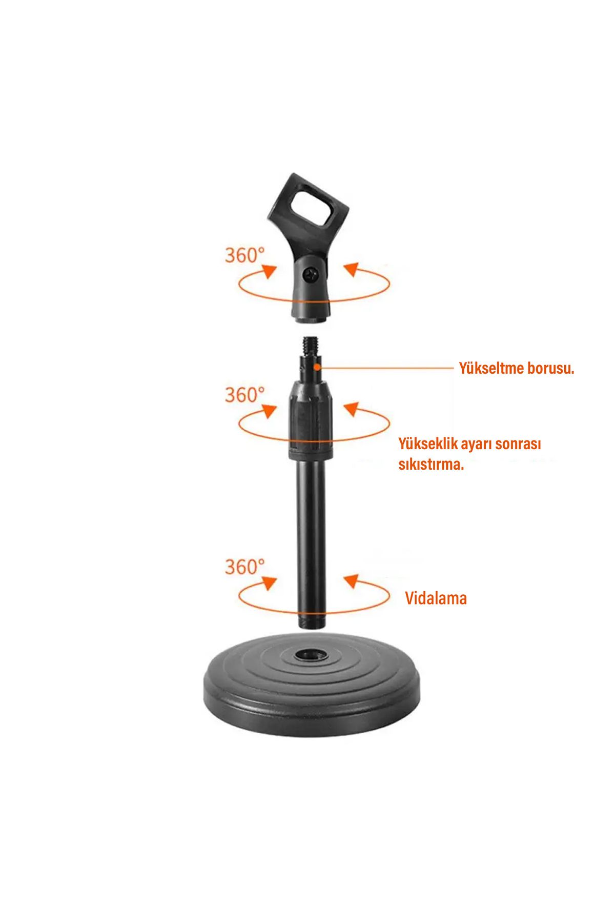 Mikrofon Standı Masaüstü Mikrofon Ayak Yükseklik Ayarlı Mikrofon Tutucu