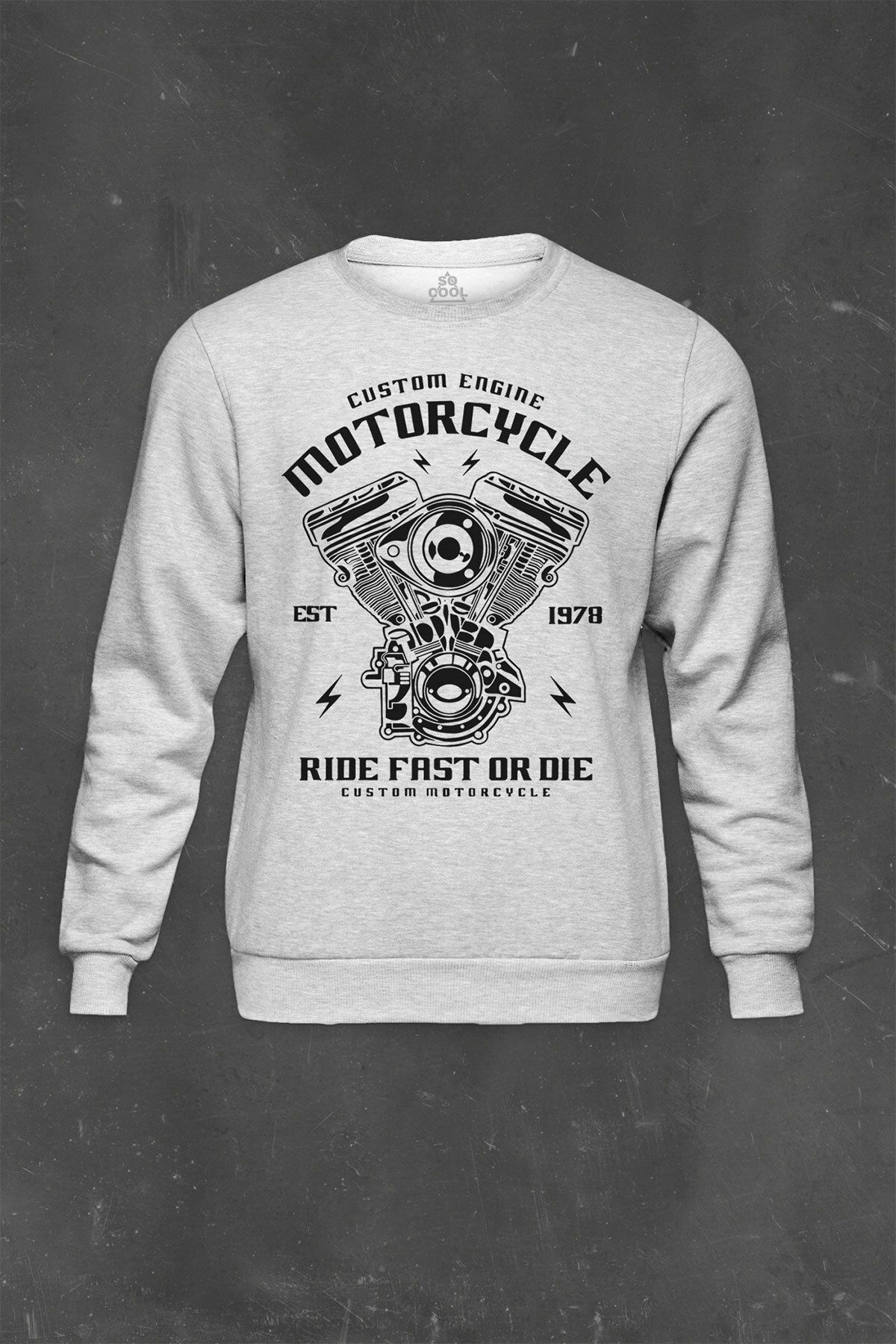 so cool Gri Sweatshirt CustomEngine Motorcycl...