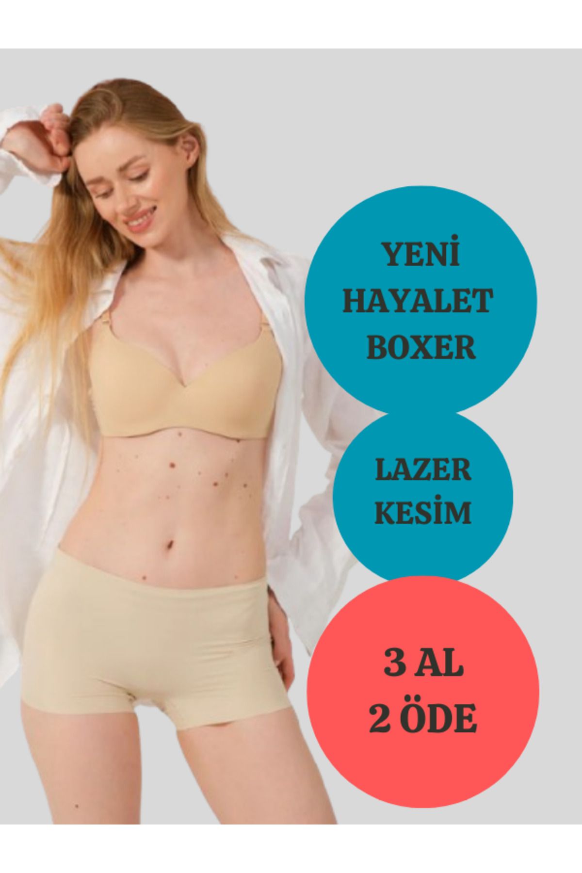 Adeniz Basic Lazer KesimDikişsiz Kadın Boxer...