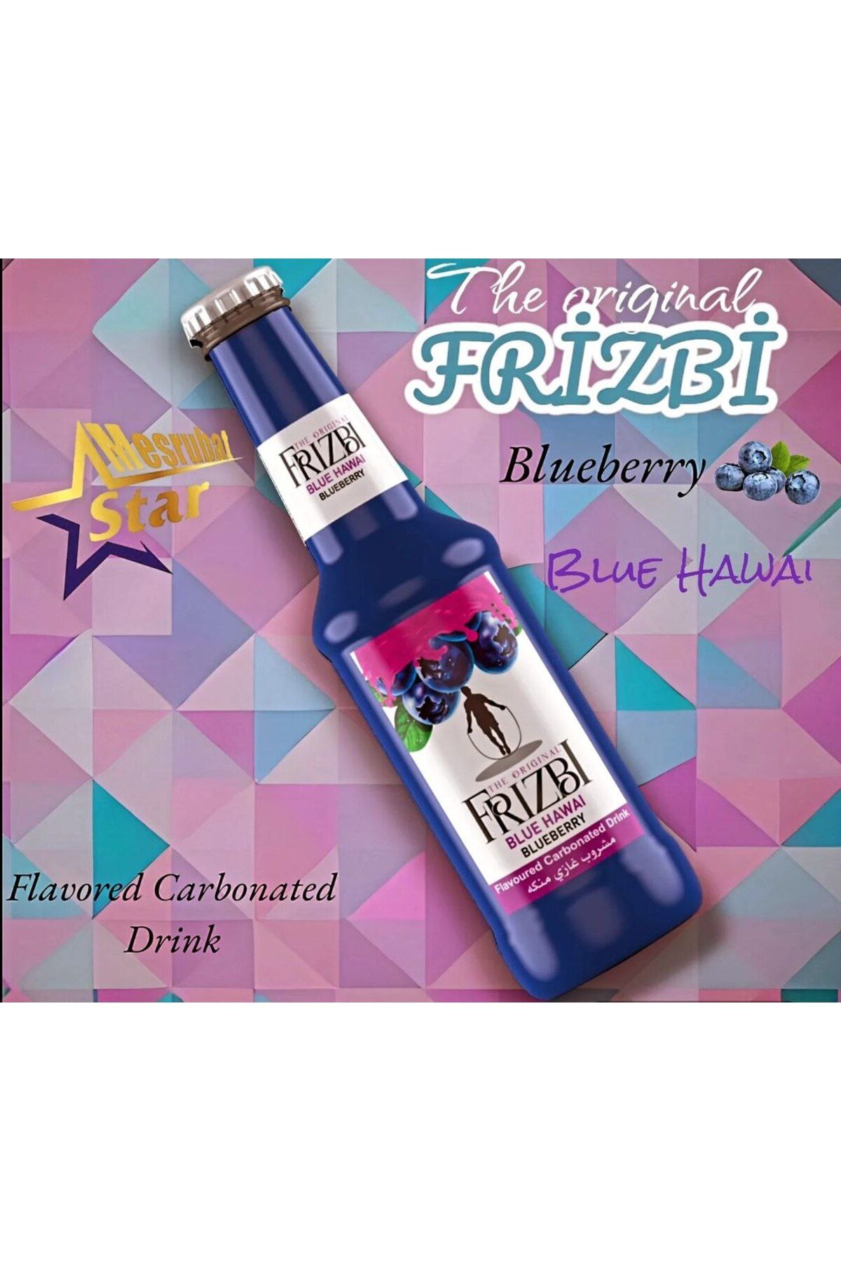 FRIZBI Aromalı Gazlı İçecek - Yaban mersini Gazoz - blueberry (6 ADET)