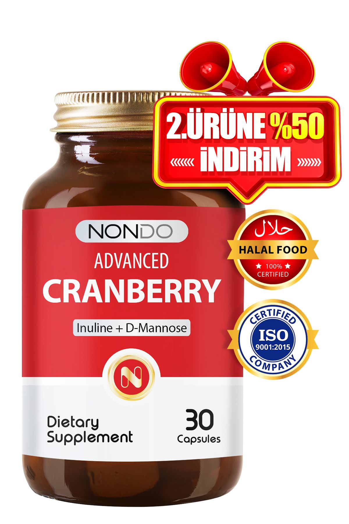 Nondo Cranberry 30 Kapsül(turna Yemişi Inulin...