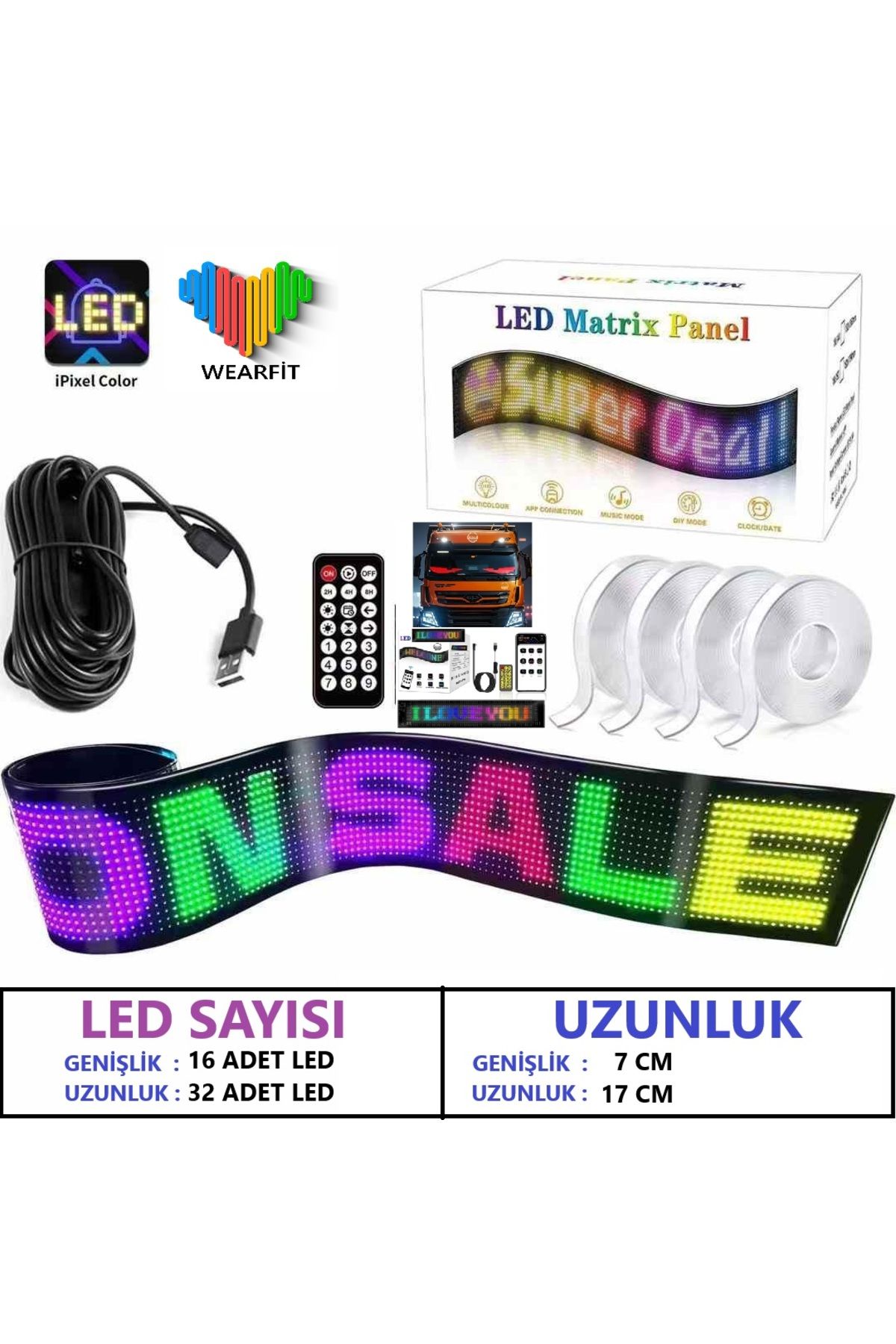 Wearfitpro Matrix LED PanelCama Yapışan Telef...