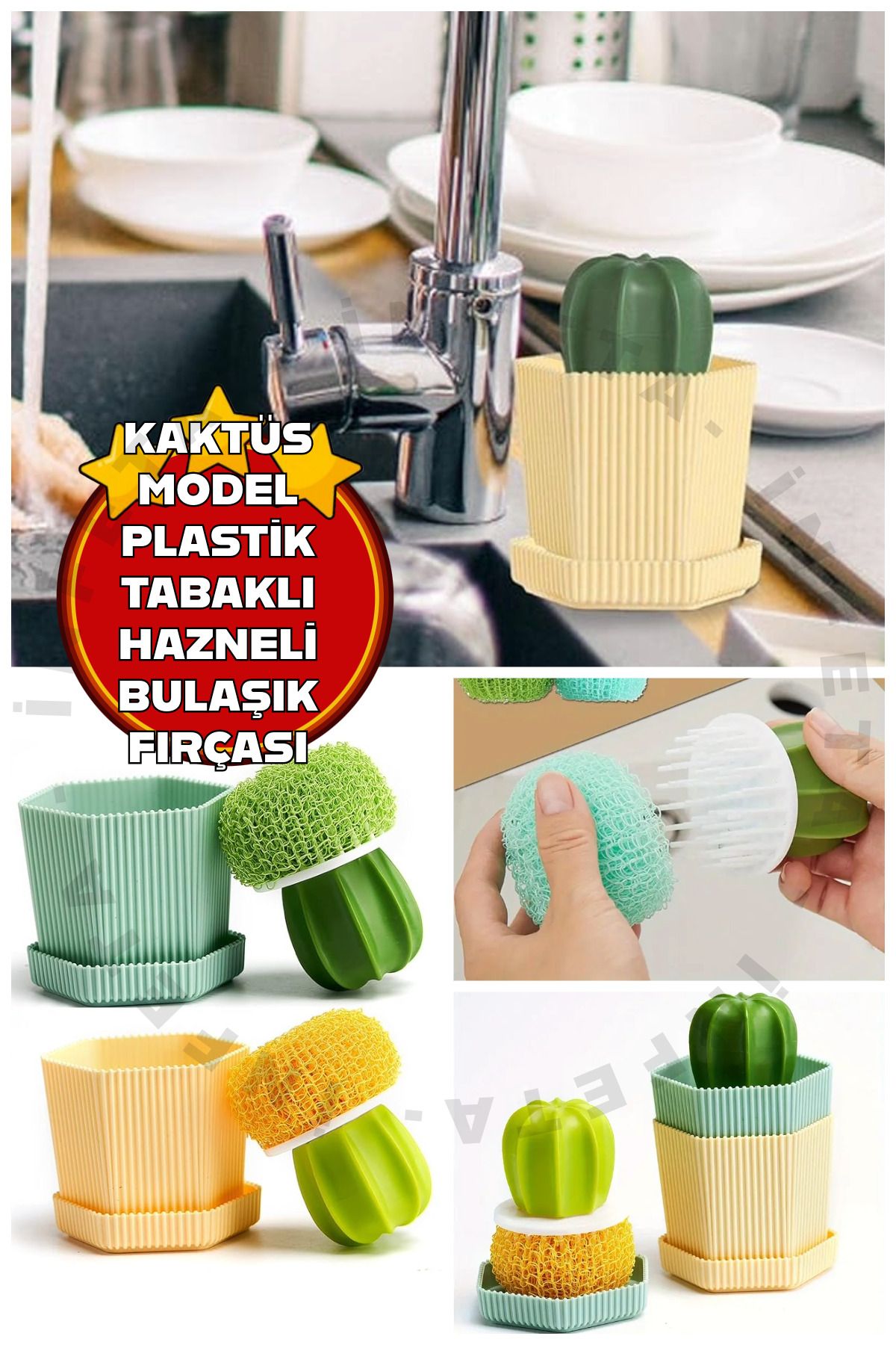 İnfeta Kaktüs Model SaplıSert ve Renkli Plast...