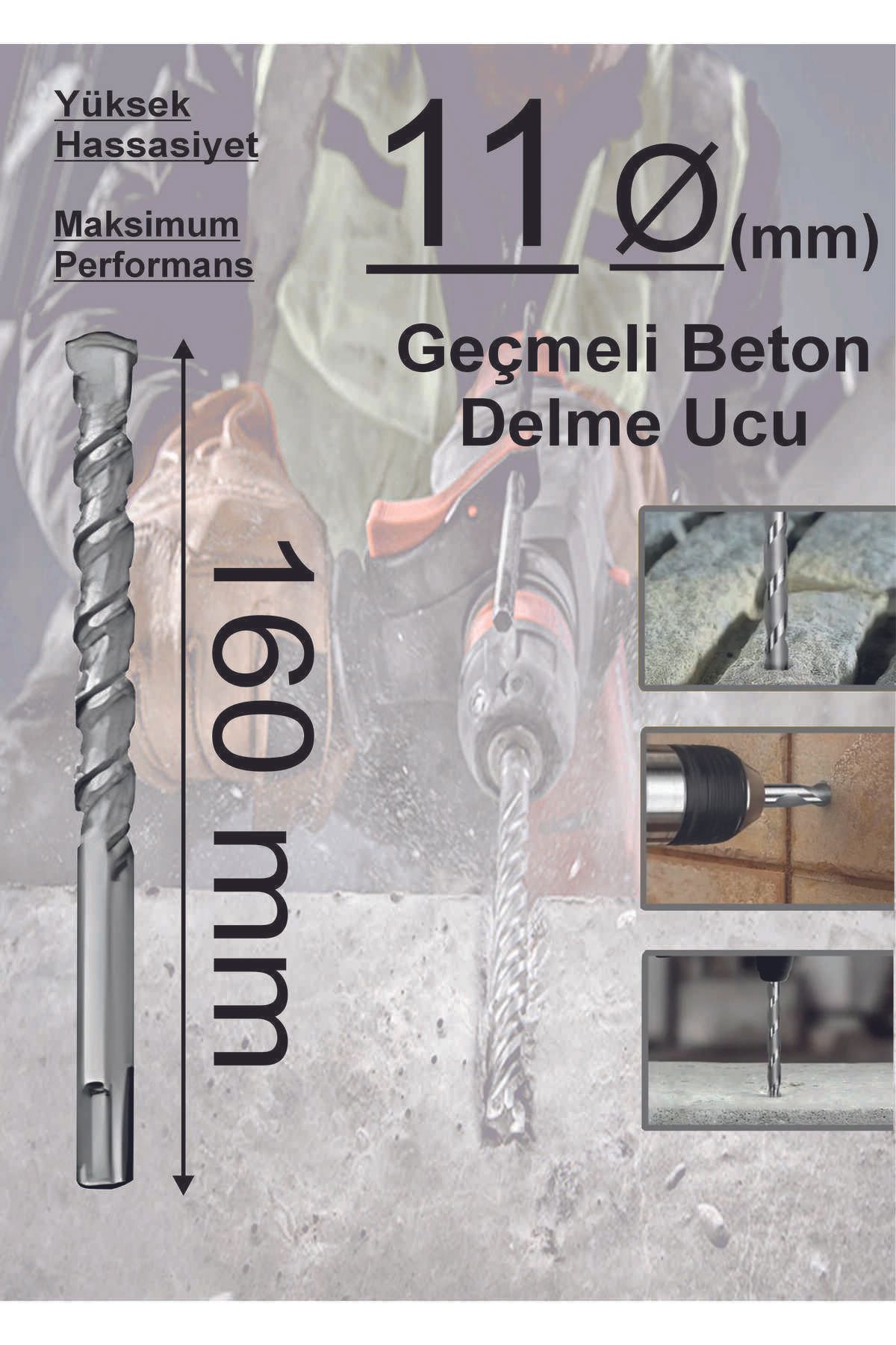 Dempol 11x160mm GeçmeliMatkap Ucu (Beton)