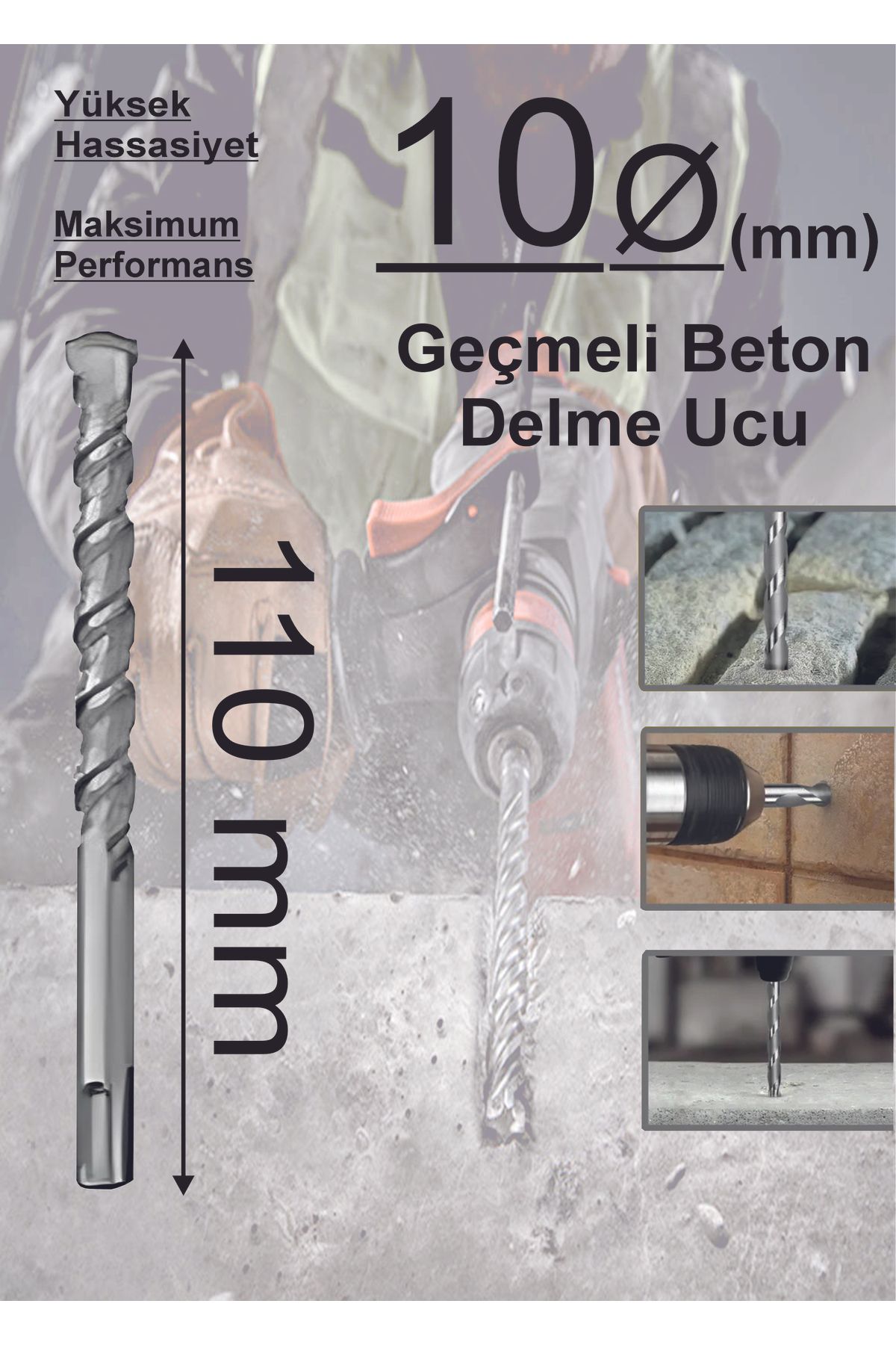 Dempol 10x110mm GeçmeliMatkap Ucu (Beton)